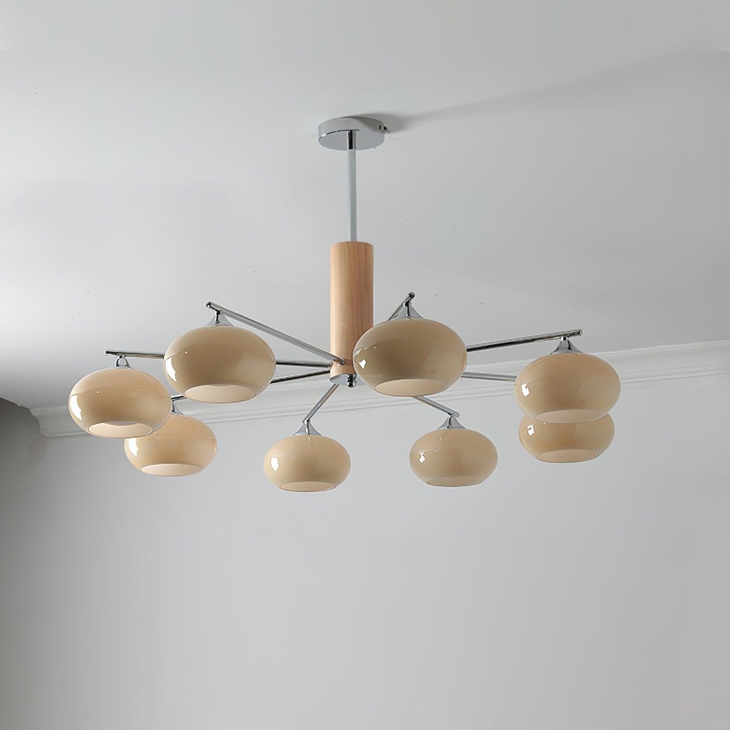 Elliptical Persimmon Chandelier with 3/6/8 heads - Glass Chandelier, Persimmon-1-Luxehomezone