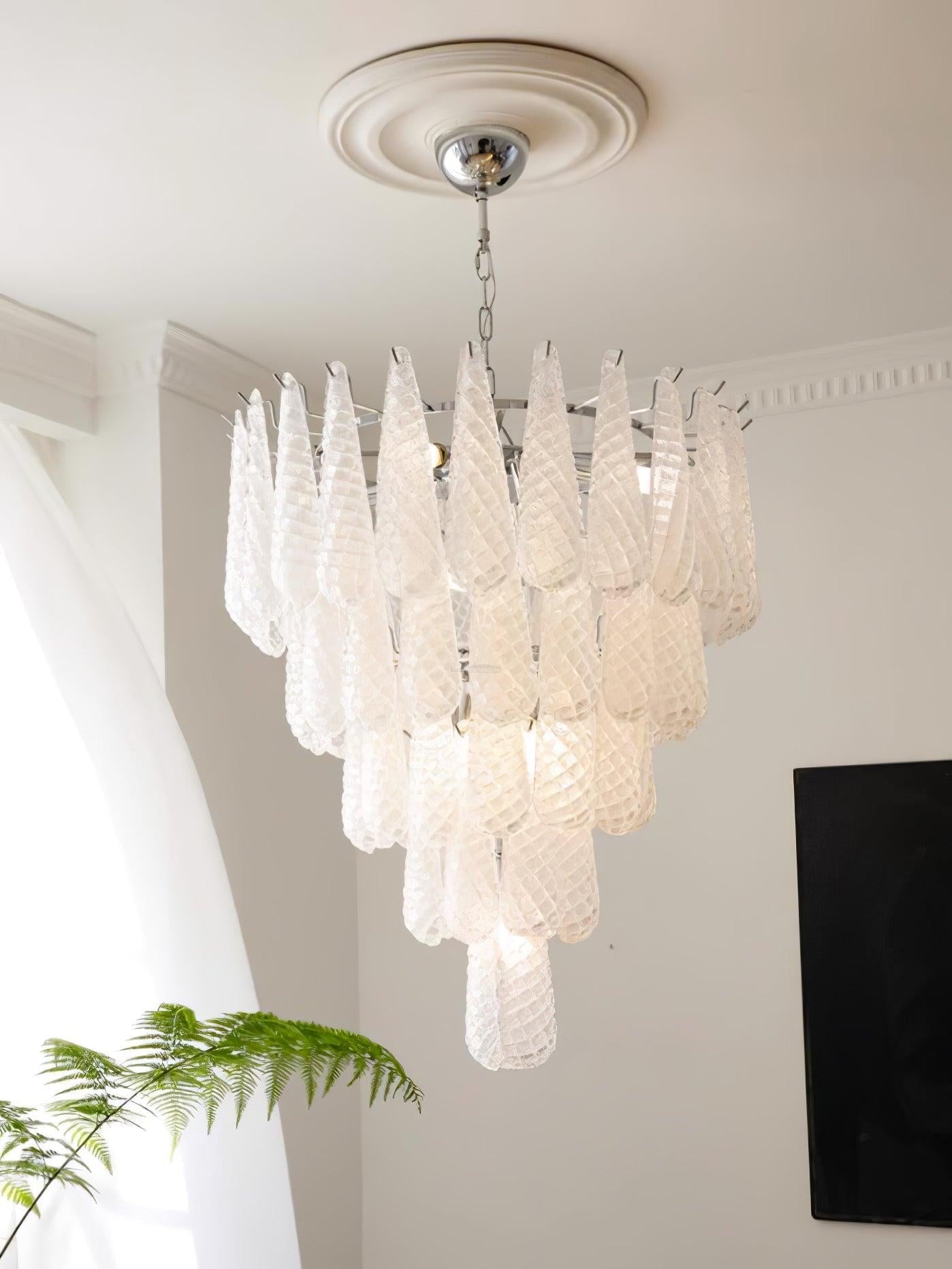 Grid Glass Style Waterfall Chandelier - Cylinder-1-Luxehomezone