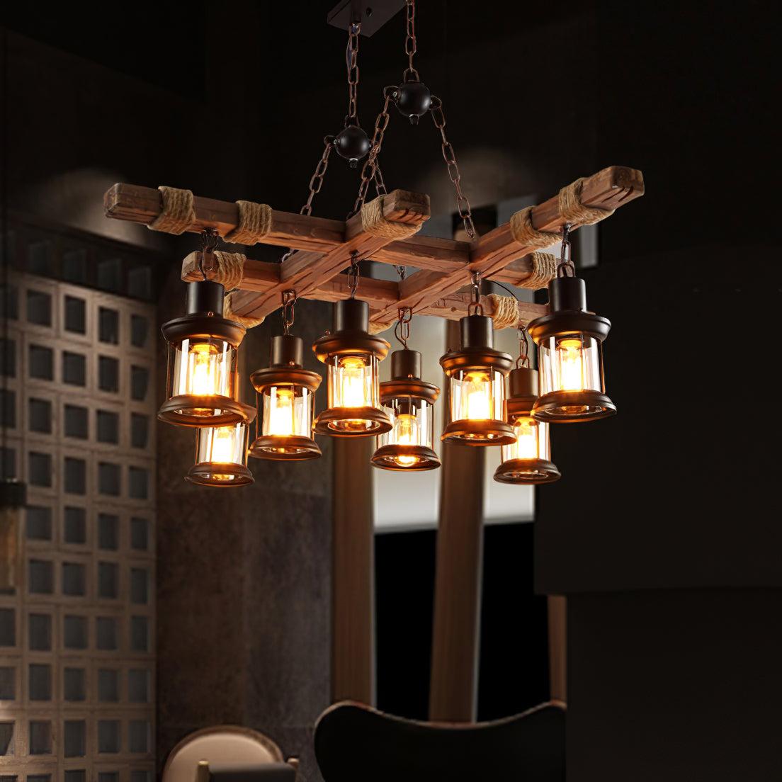 Vintage Wooden Glass Chandeliers - Luxehomezone
