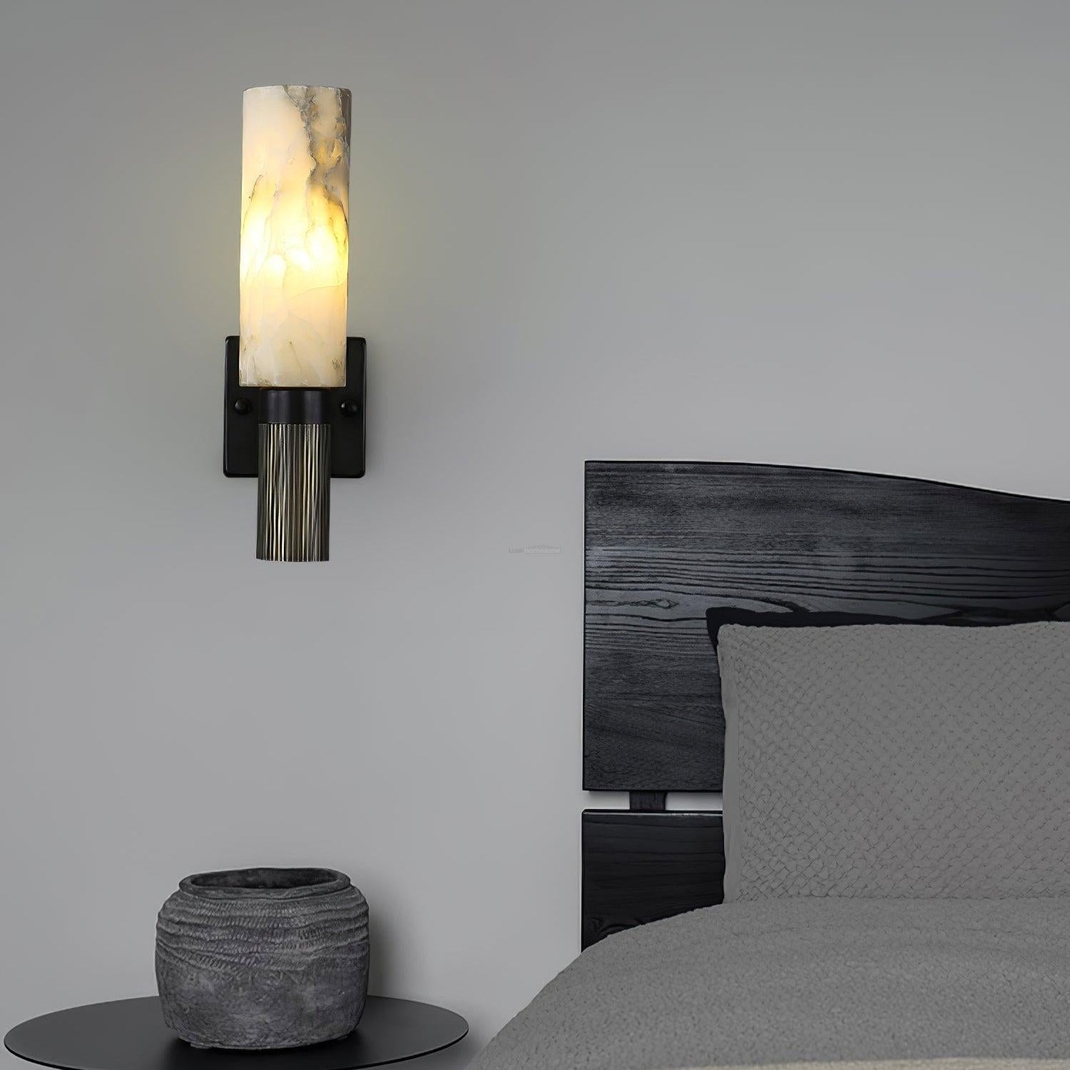 Torch Marble Walll Sconce - Alabaster, Alabaster Wall Lamp-1-Luxehomezone