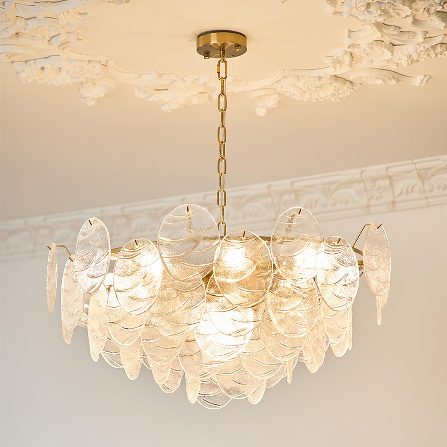 Victorian Disc Round Chandelier - Gold & Clear-1-Luxehomezone
