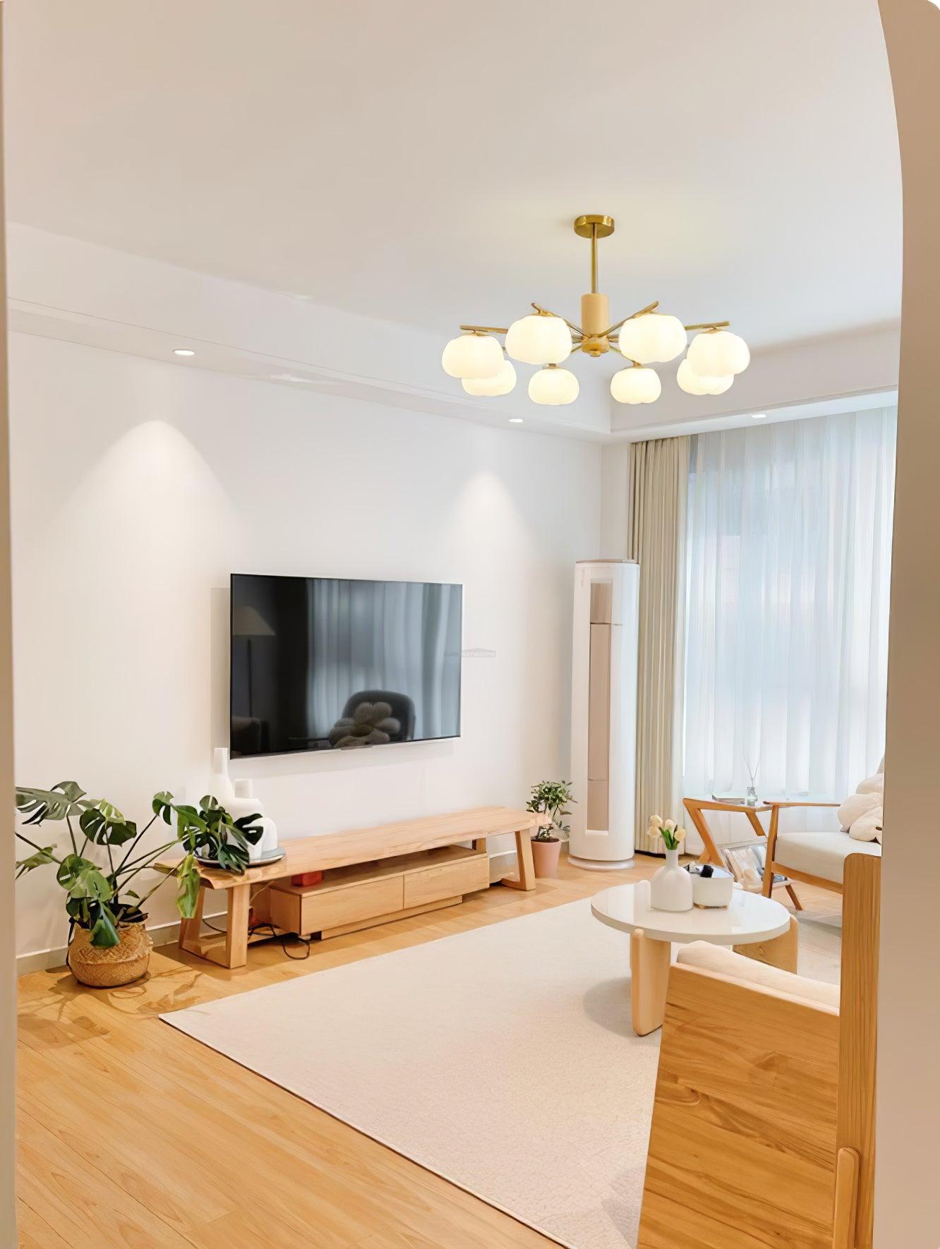 Wooden Cotton Balls Chandelier with 5/8 lamps - Zahara-1-Luxehomezone