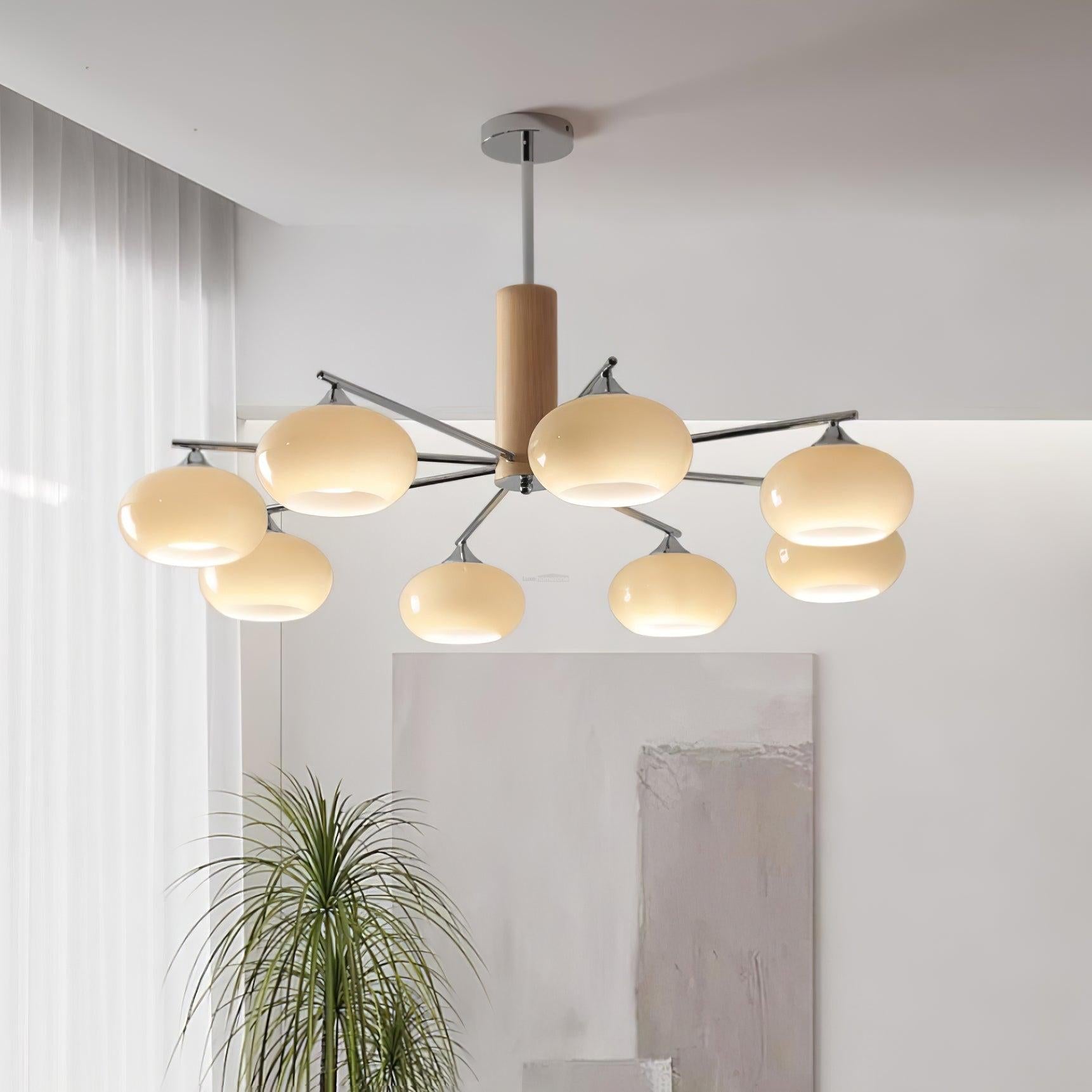 Elliptical Persimmon Chandelier with 3/6/8 heads - Glass Chandelier, Persimmon-1-Luxehomezone