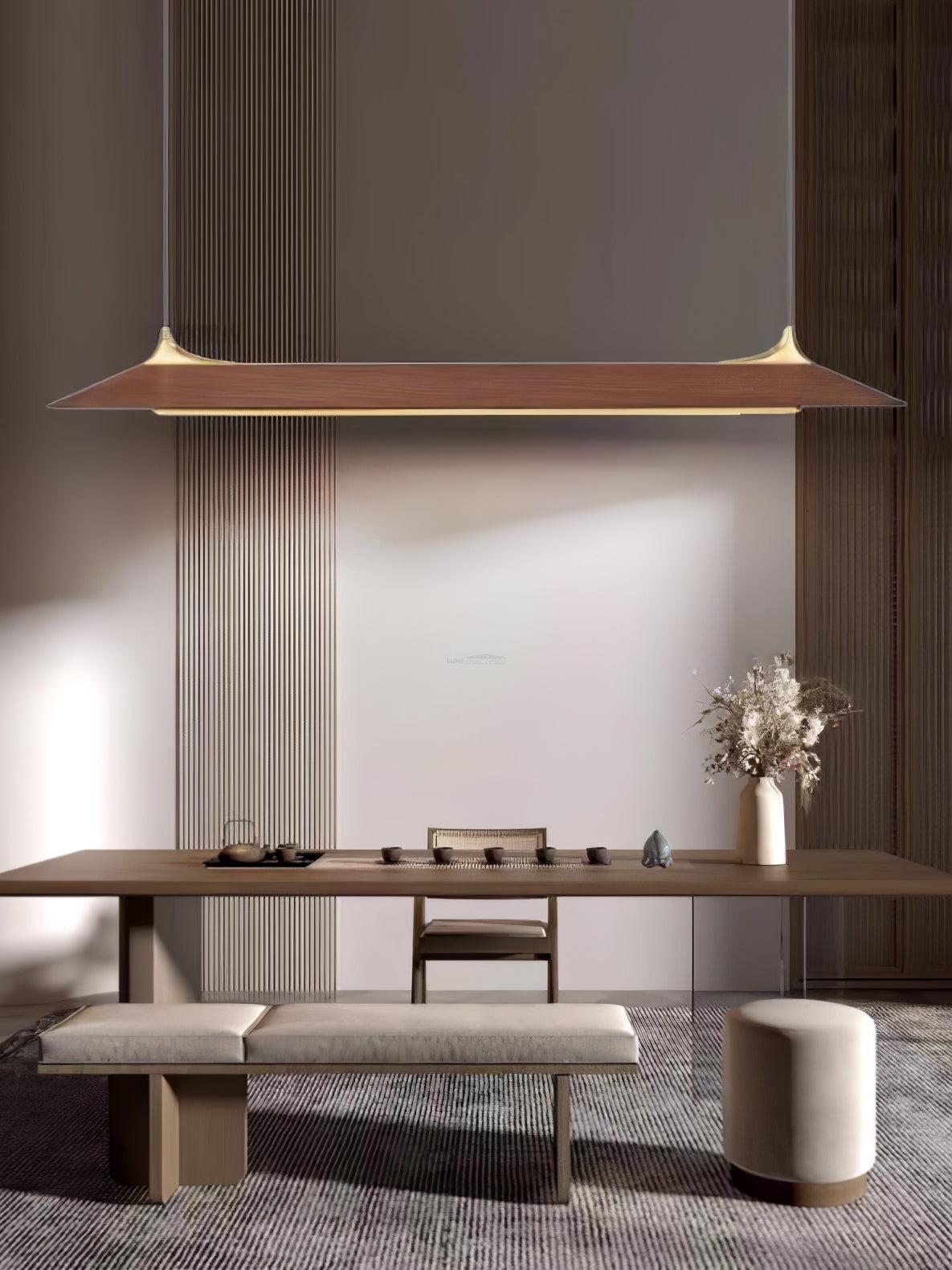 Luxehomezone Wooden Linear Chandelier - Bar-1-Luxehomezone