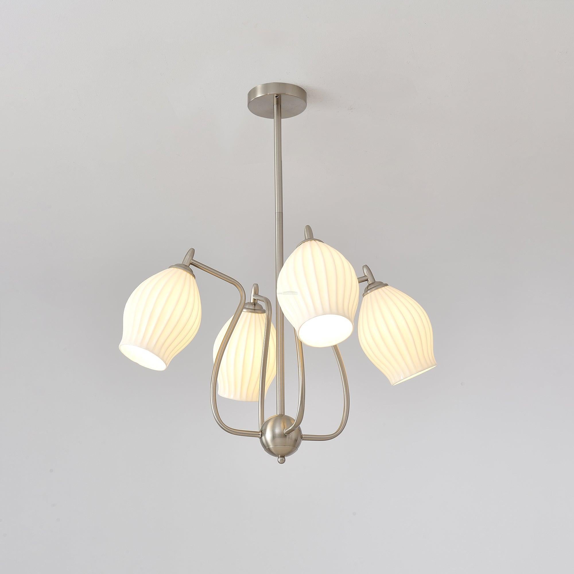 Ceramic Ribbed Chandelier with 4/6/8 heads - Flower Ceramic-1-Luxehomezone