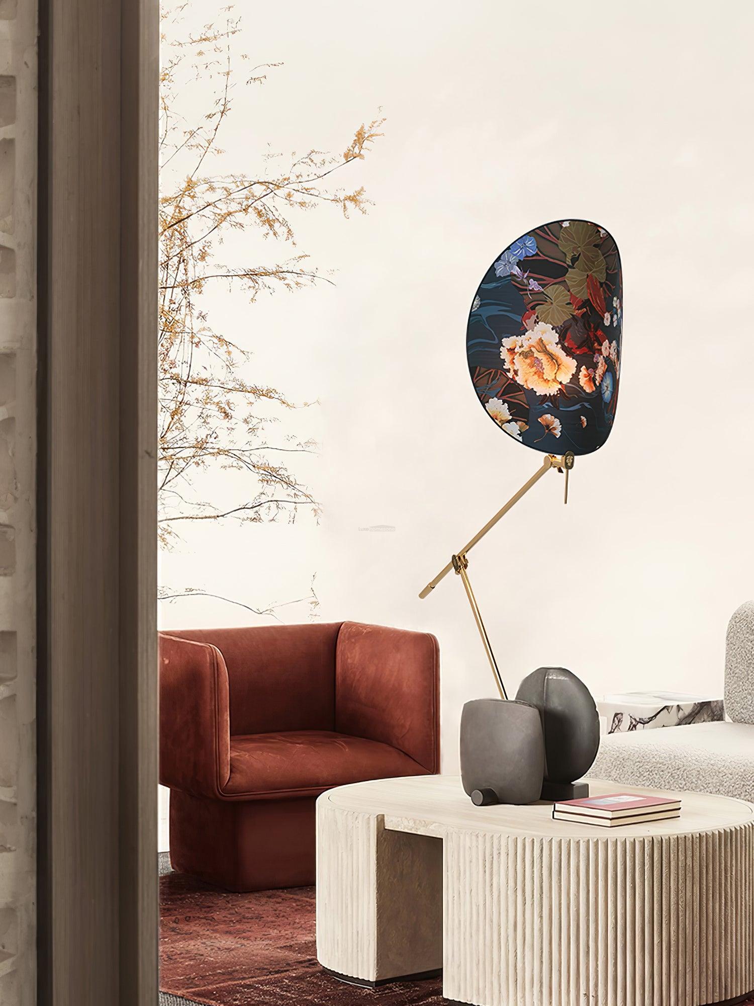 Floral Nocturne Floor Lamp ∅ 23.6″ - Drapery-1-Luxehomezone
