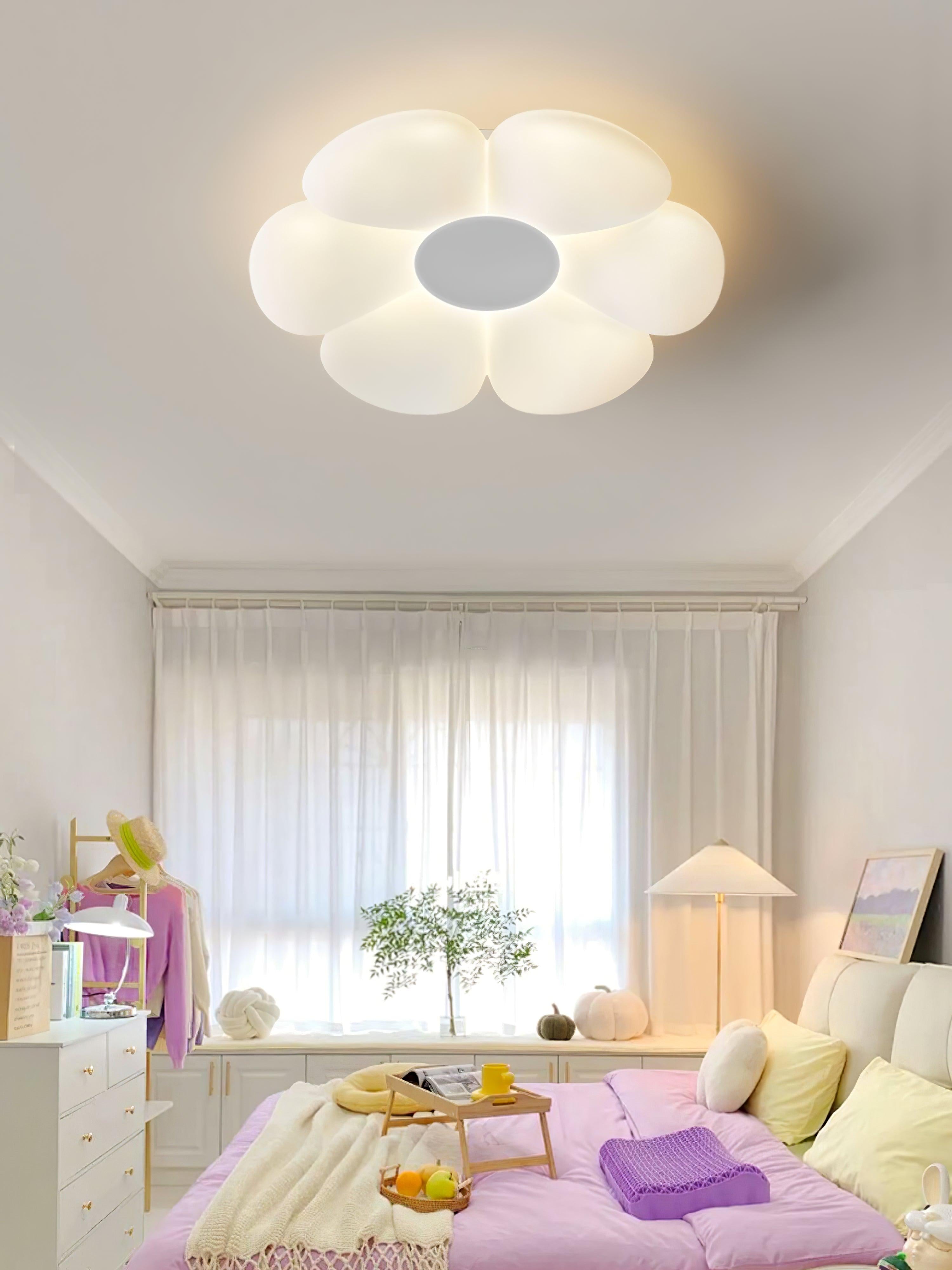 Six-leaf Flower Kids Room Ceiling Lamp  ∅ 19.7″ - Candy, Flush Mounts, Green, Pink, White, Yellow-1-Luxehomezone