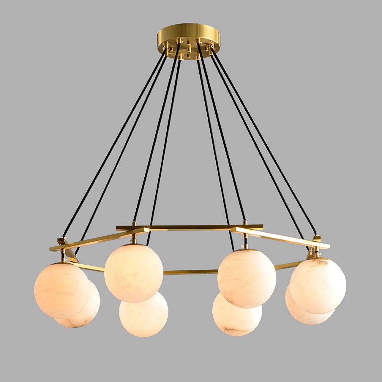 Alabaster Modern Round Ball Chandelier - Alabaster, Alabaster Chandelier, Alabaster lightings, Ball, Bedroom, brass, brass chandeliers, CCCC, Chandelier, Dining & Kitchen, Dining Room, foyer, Hotel, Living Room, metal, Modern, Round-1-Luxehomezone