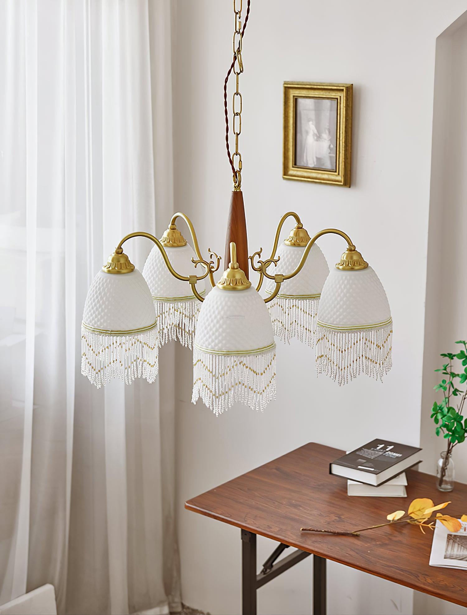 Mesh Tassel Glass Chandelier ∅ 19.7″ - Tassel-1-Luxehomezone