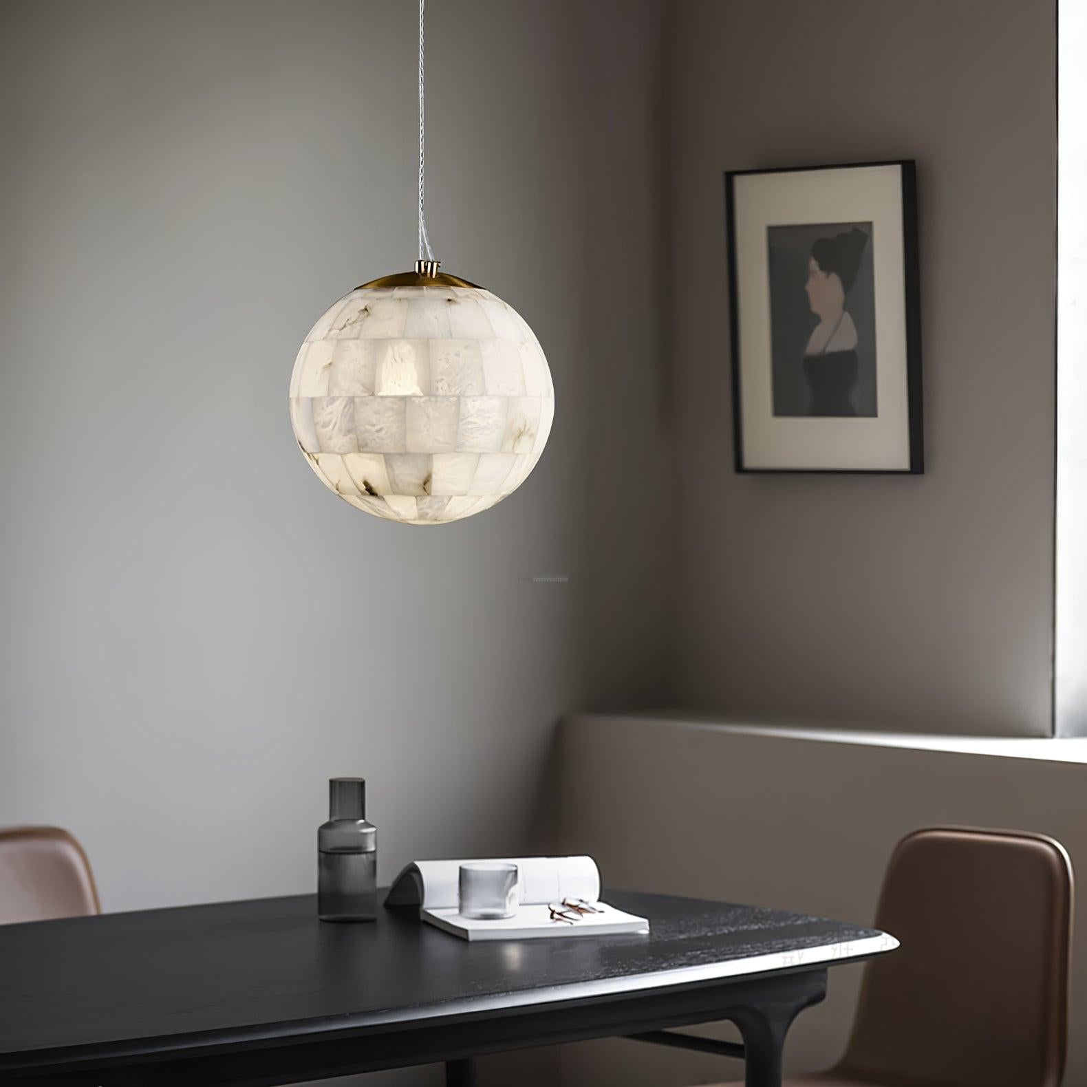Alabaster Ball Pendant Light - Alabaster, Alabaster Pendant-1-Luxehomezone