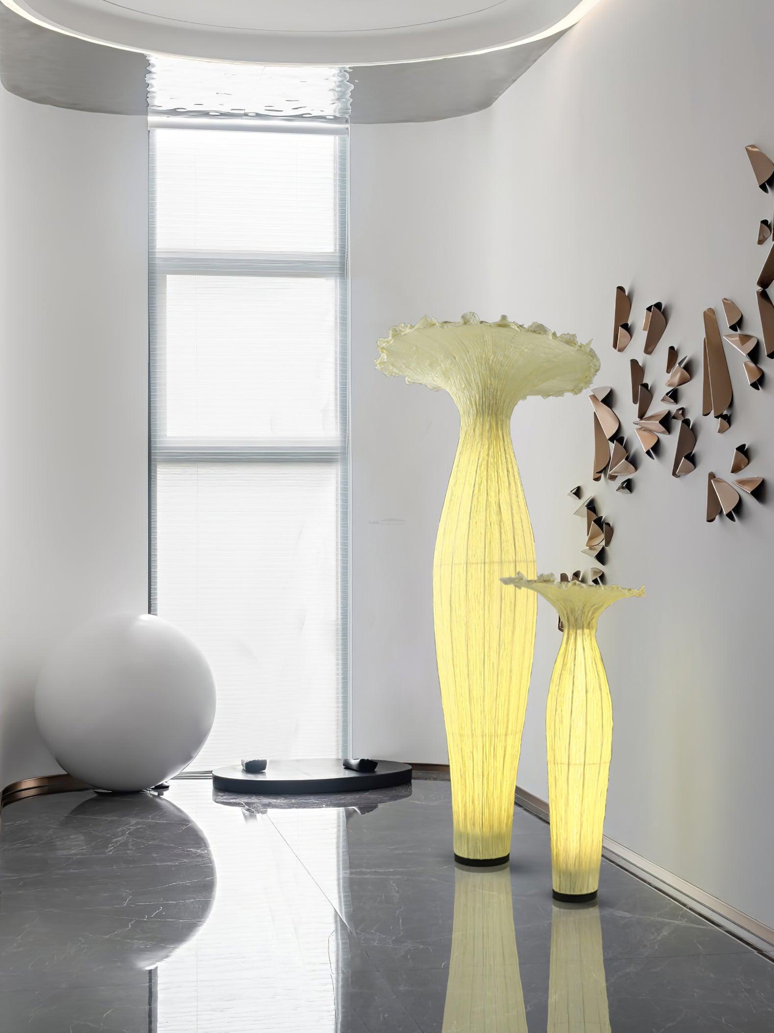 Vase Fabric Floor Lamp ∅ 19.7″ - Drapery-1-Luxehomezone