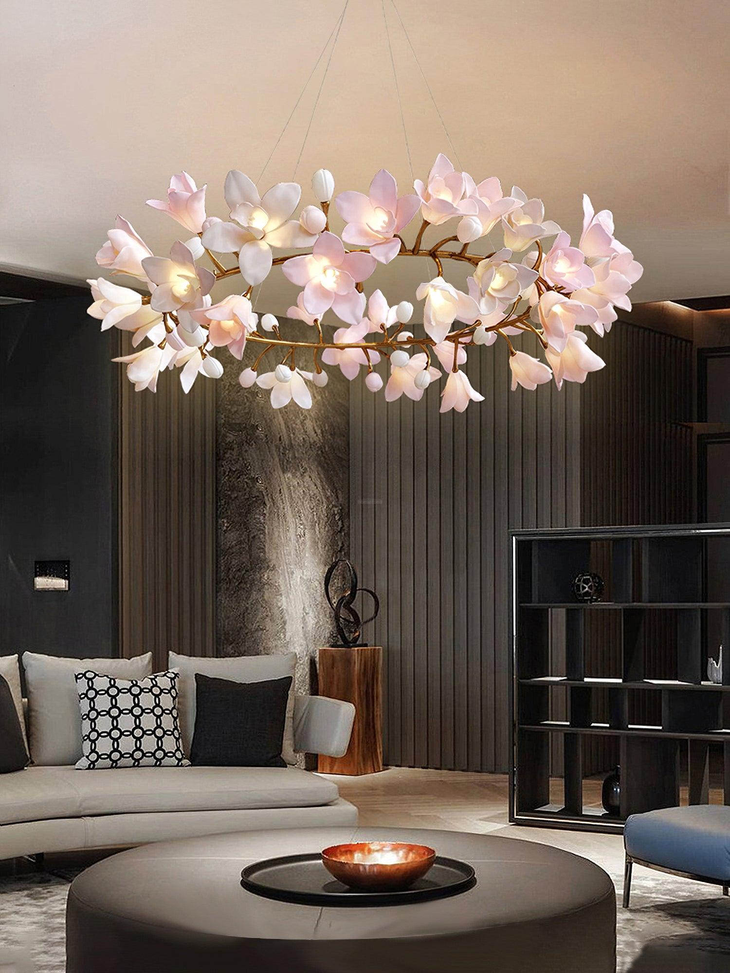Circular Flower Blossom Chandelier - Karen-1-Luxehomezone
