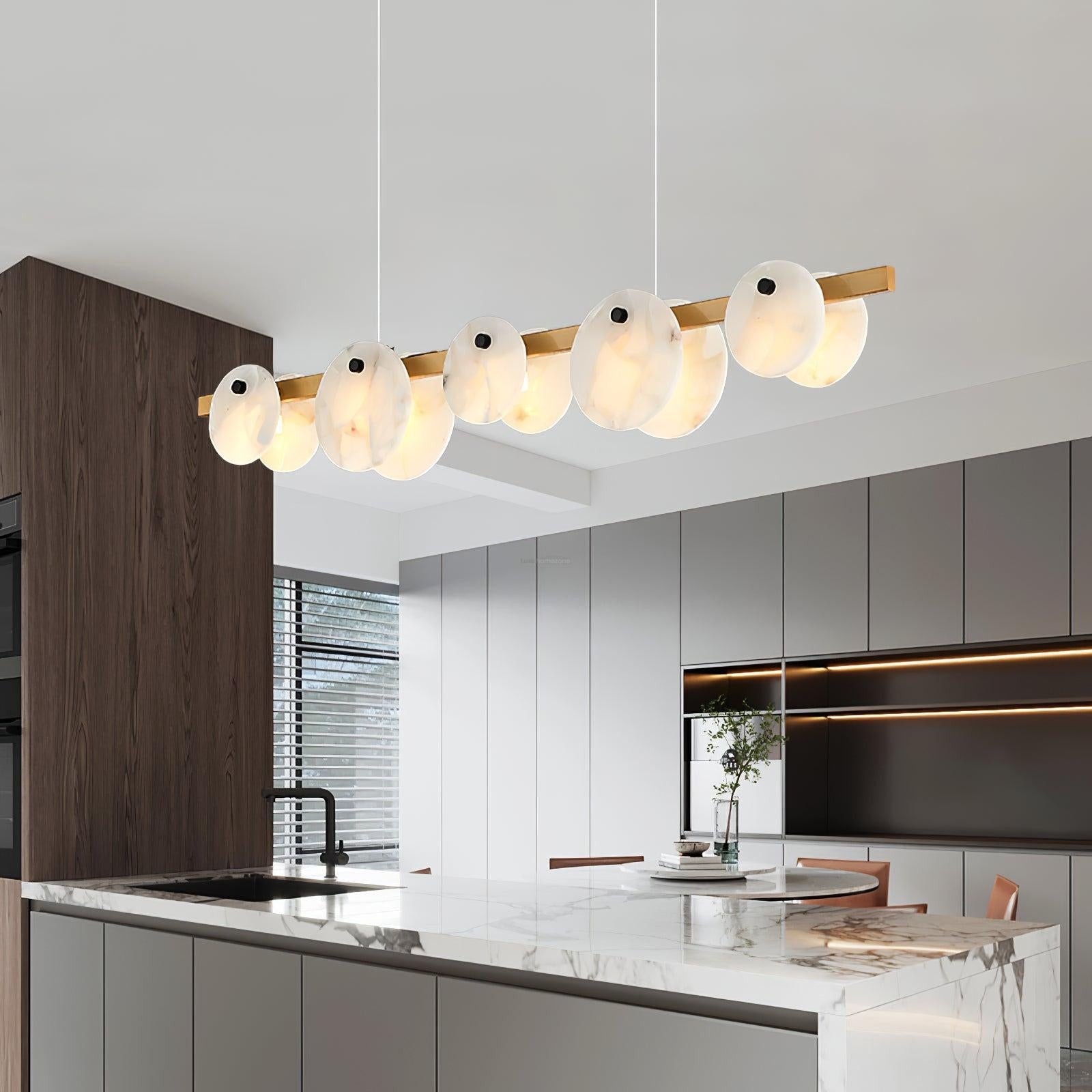 Trinidad Linear Dining Room  Alabaster Chandelier - Alabaster, Alabaster Chandelier-1-Luxehomezone