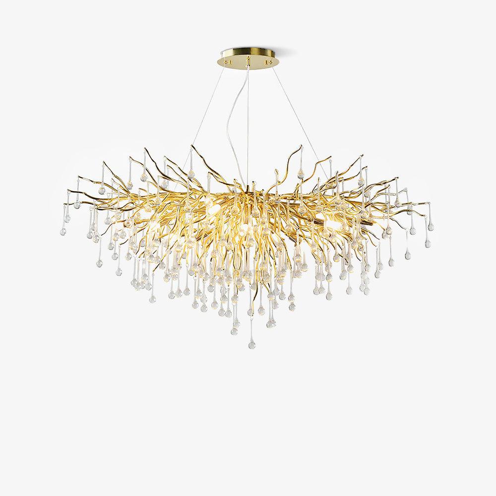 Teardrop Style Crystal Chandelier - Crystals, Gold & Clear crystal-1-Luxehomezone