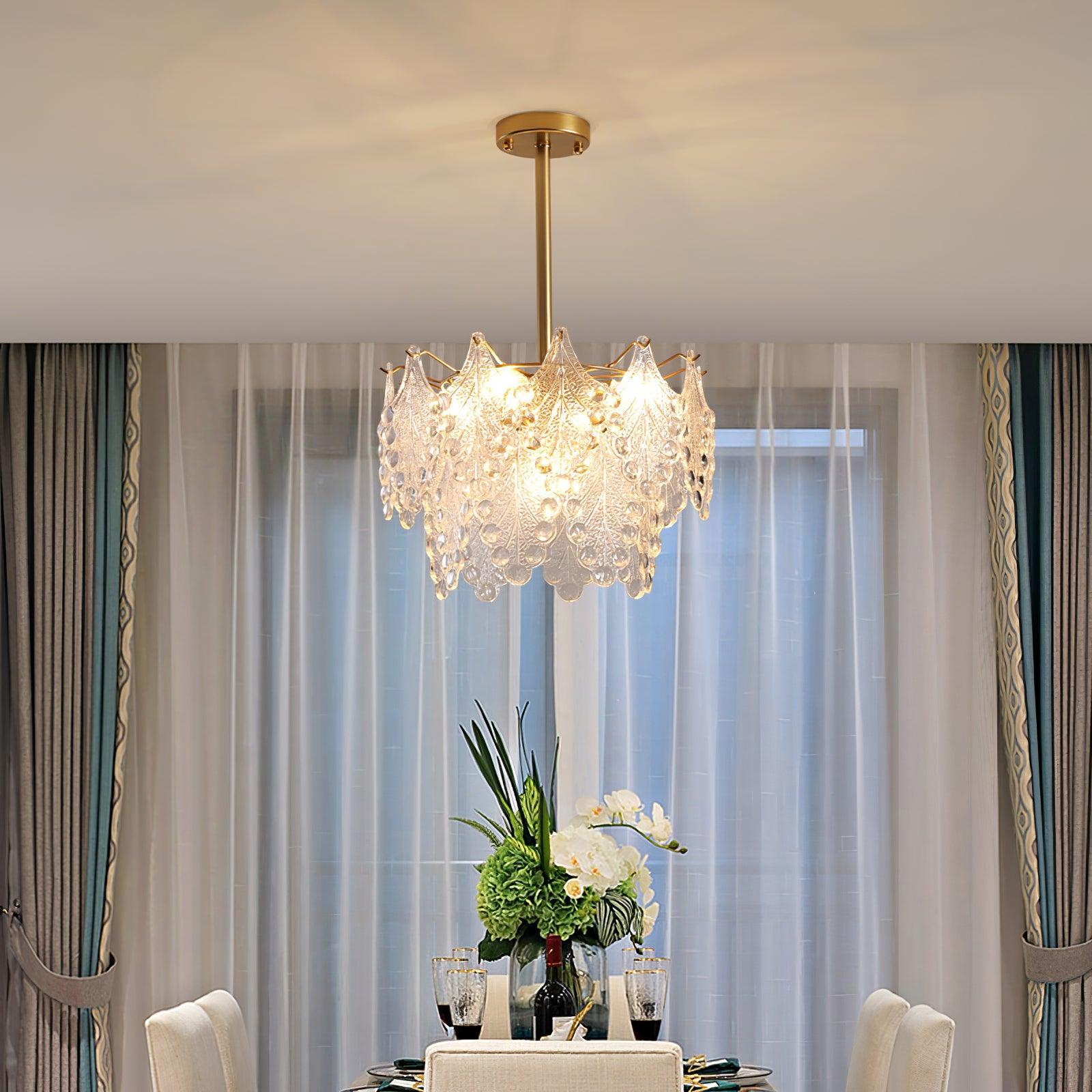 Tiered Carved Glass Chandelier Φ 15.7″ - Luxehomezone