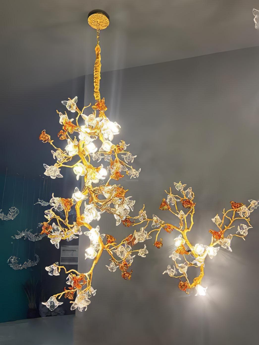 Brass Maple Long Branch Staircase Chandelier - Helia-1-Luxehomezone