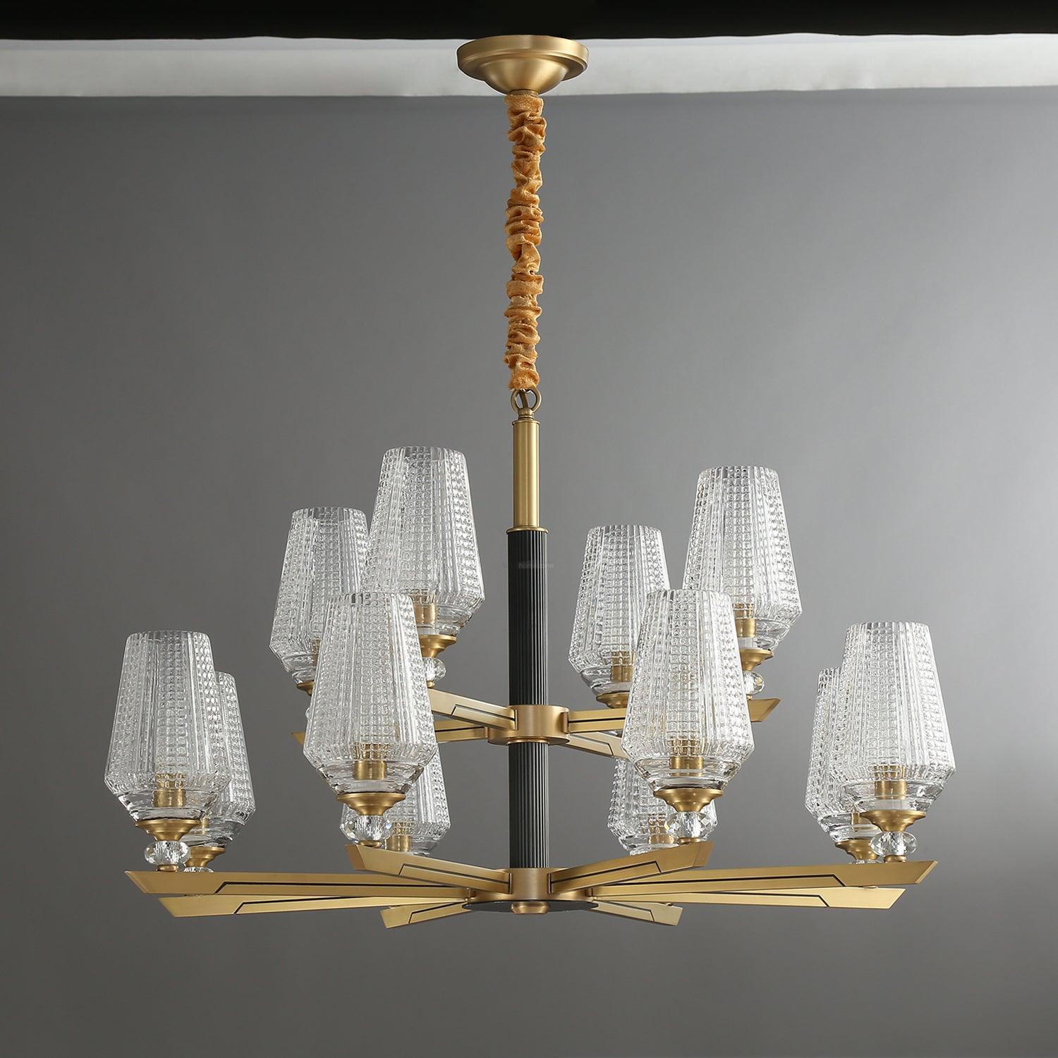 Orrefors Brass Chandelier Φ 25.2″ - Lucency-1-Luxehomezone