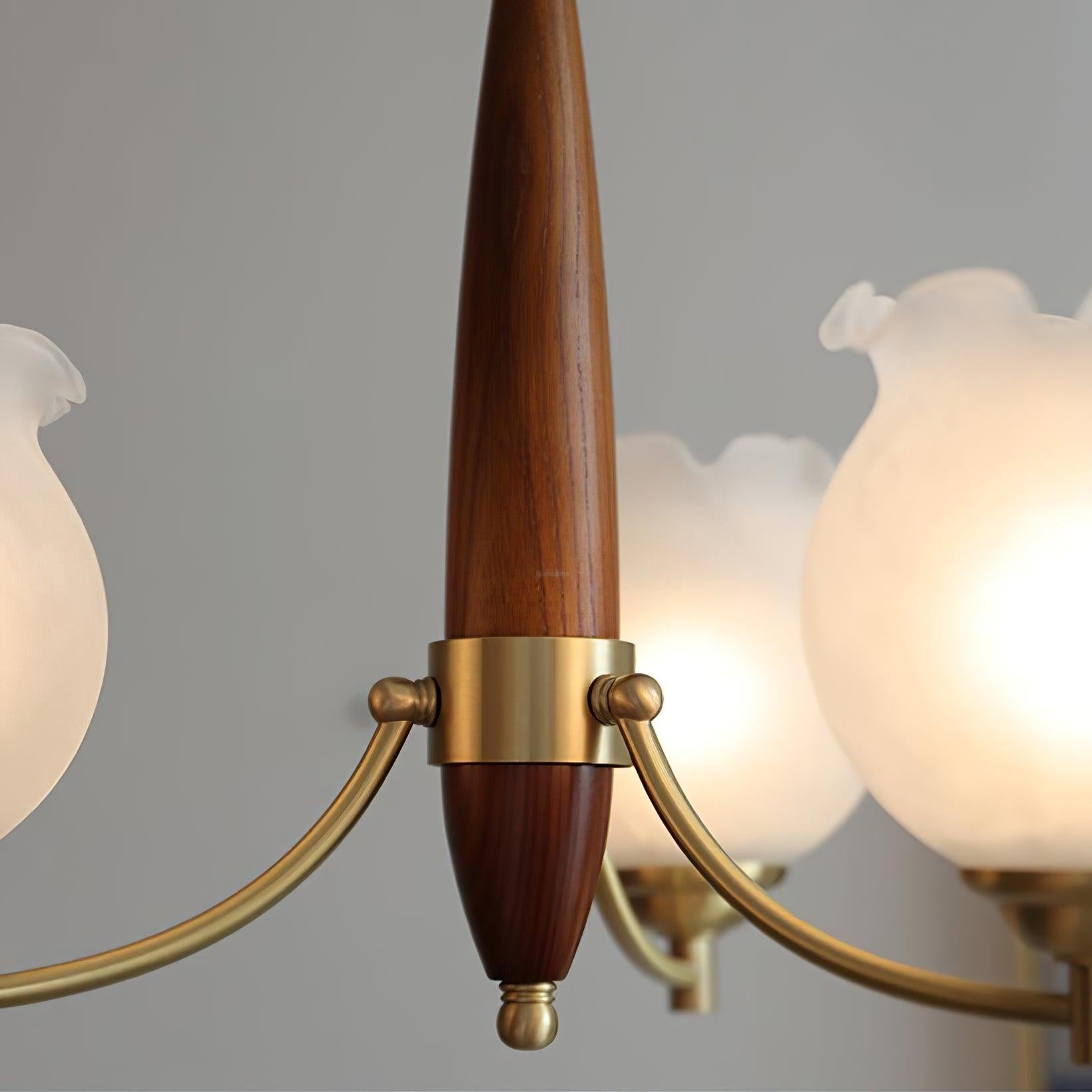 Tulips Glass Wood Chandelier with 3/5 heads - Zahara-1-Luxehomezone