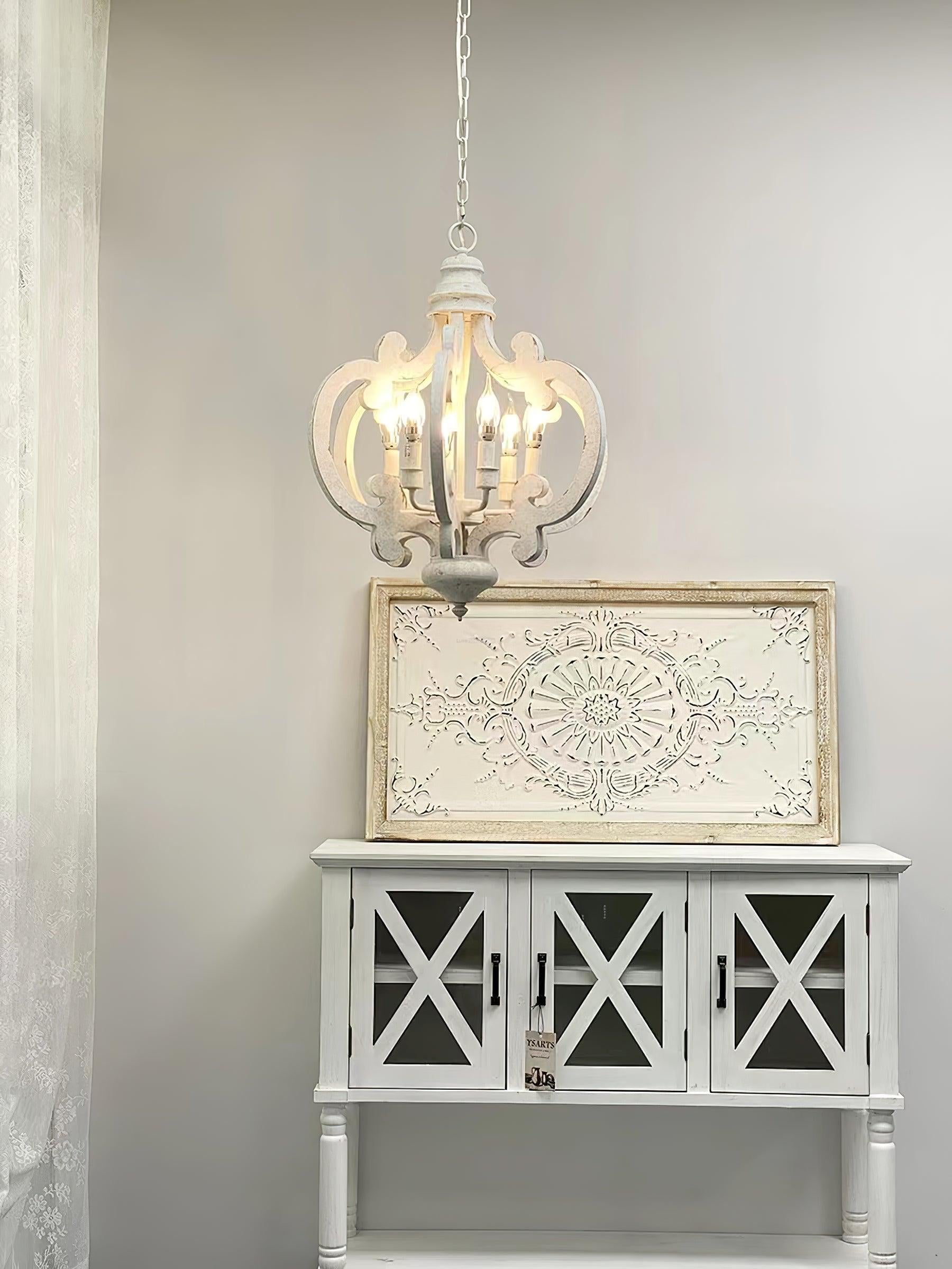 Antique White Style Chandelier Φ 19.7″ - Genteel, Optimized-1-Luxehomezone