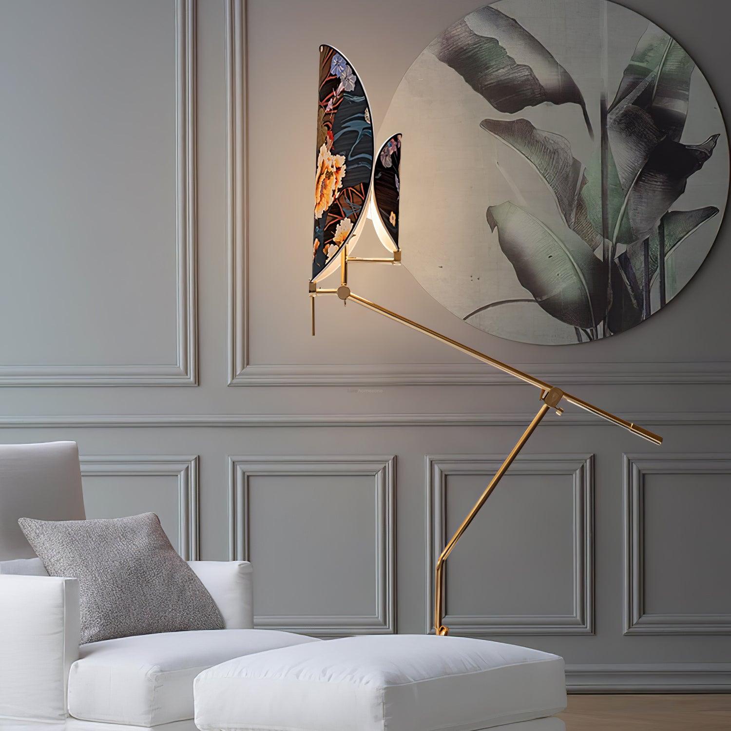 Floral Nocturne Floor Lamp ∅ 23.6″ - Drapery-1-Luxehomezone