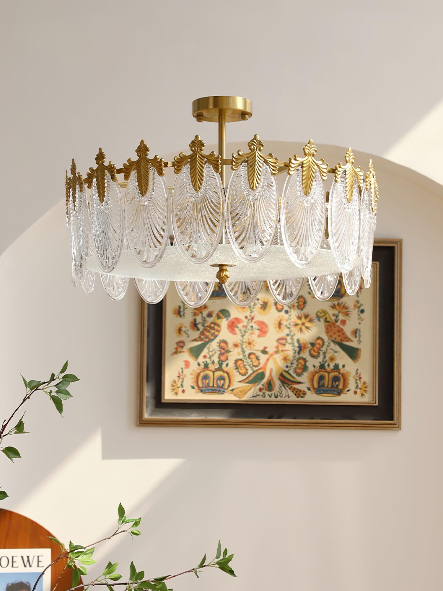 Decorative Pattern Glass Round Chandelier with 5/6/8 heads - Cylinder-1-Luxehomezone