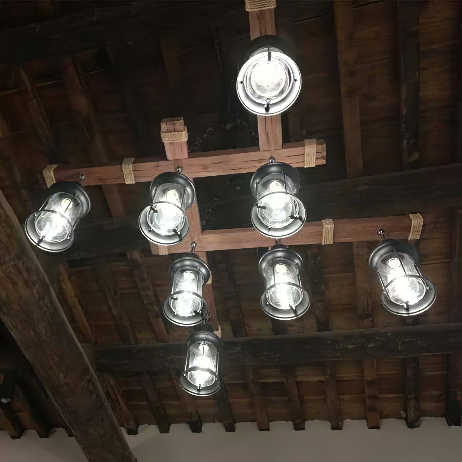 Vintage Wooden Glass Chandeliers - Luxehomezone