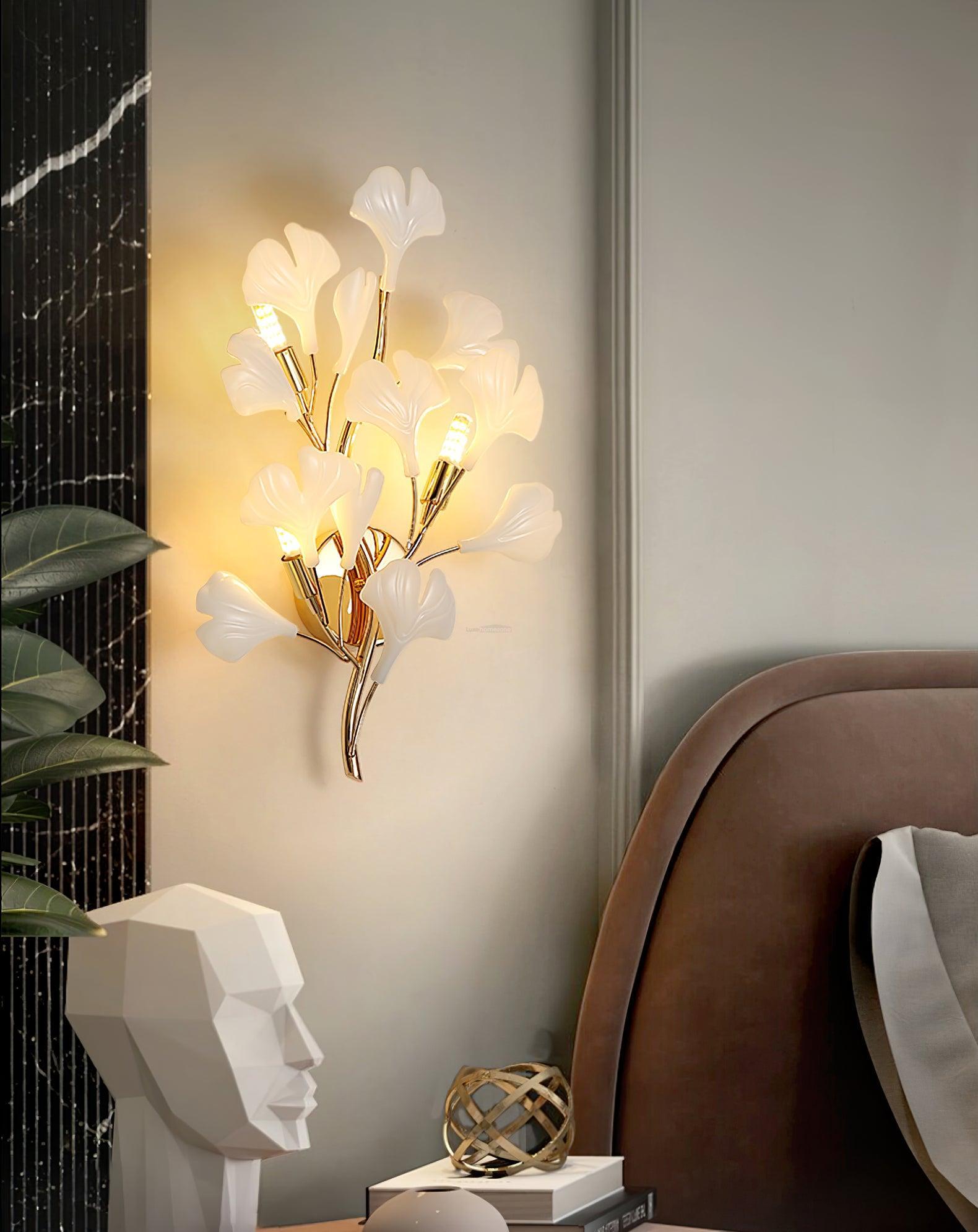 Gingko Wall Lamp with Leaves - Luxehomezone
