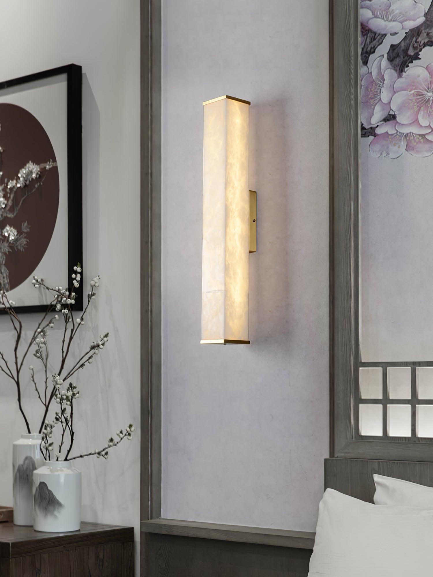 Cuboid Alabaster Wall Sconce - Alabaster, Alabaster Wall Lamp-1-Luxehomezone