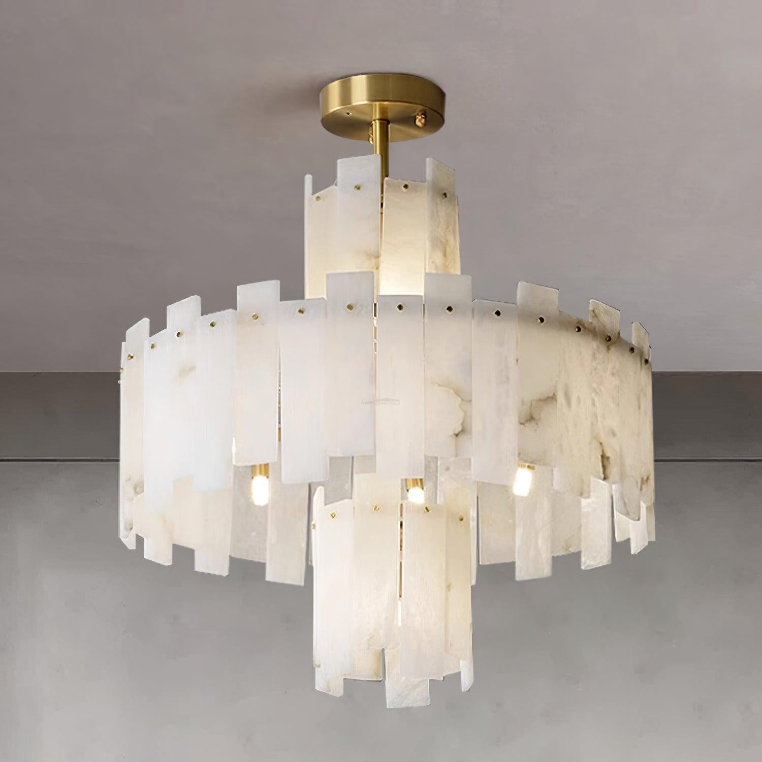 Regina Alabaster Round Chandelier - Alabaster, Alabaster Chandelier-1-Luxehomezone