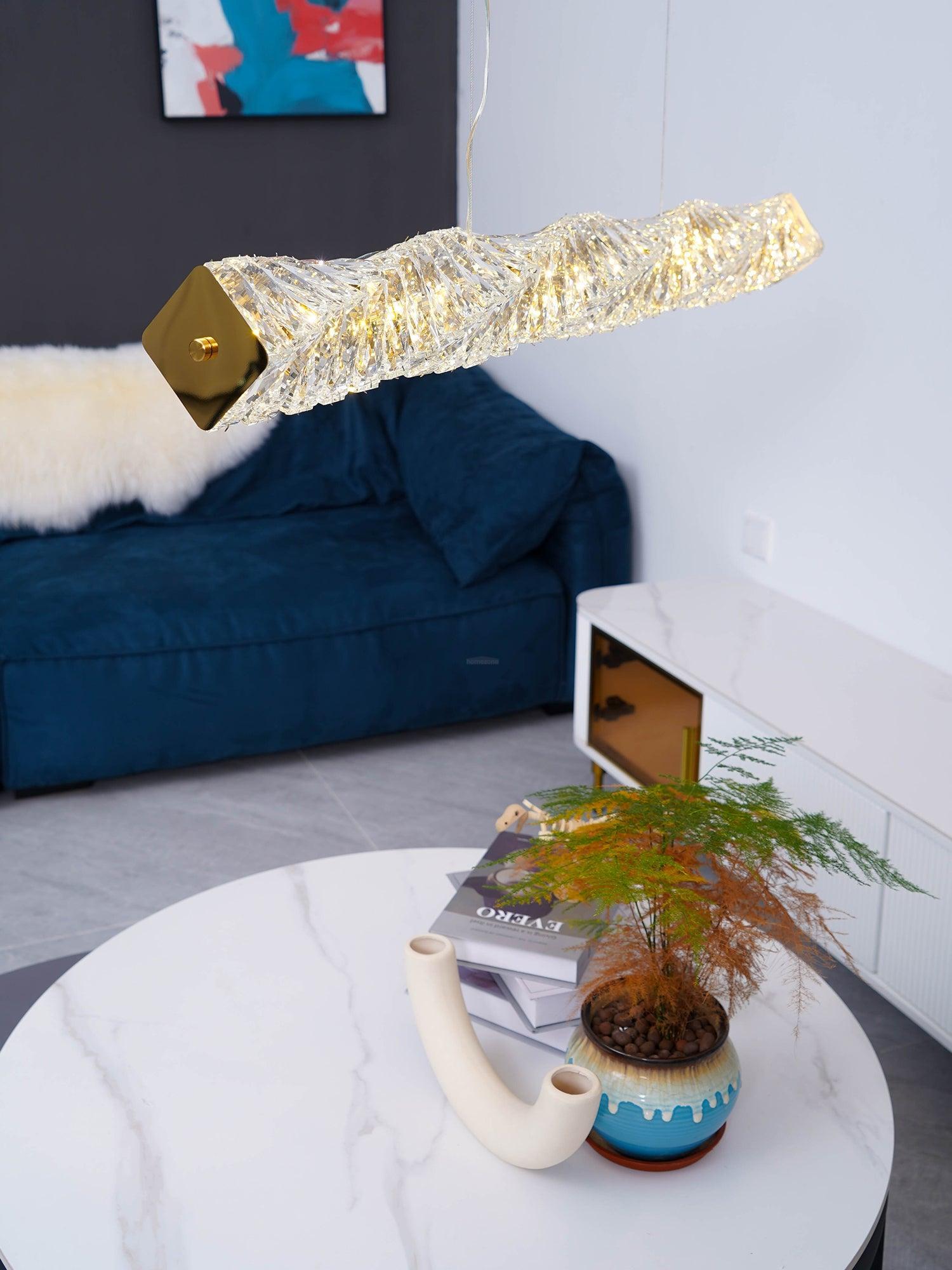 Long Crystal  Linear Pendant Light - Bar-1-Luxehomezone