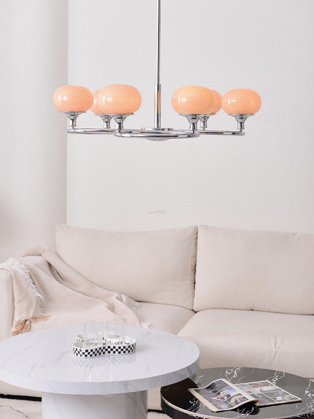 Ingersoll Round Chandelier  ∅ 31.5″ - Glass Chandelier, Persimmon-1-Luxehomezone