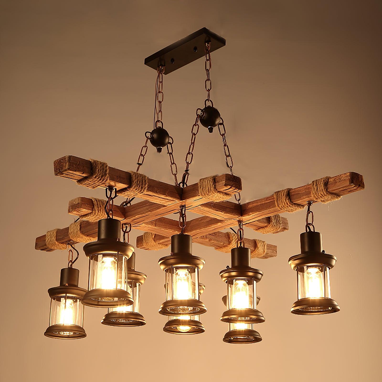 Vintage Wooden Glass Chandeliers - Luxehomezone