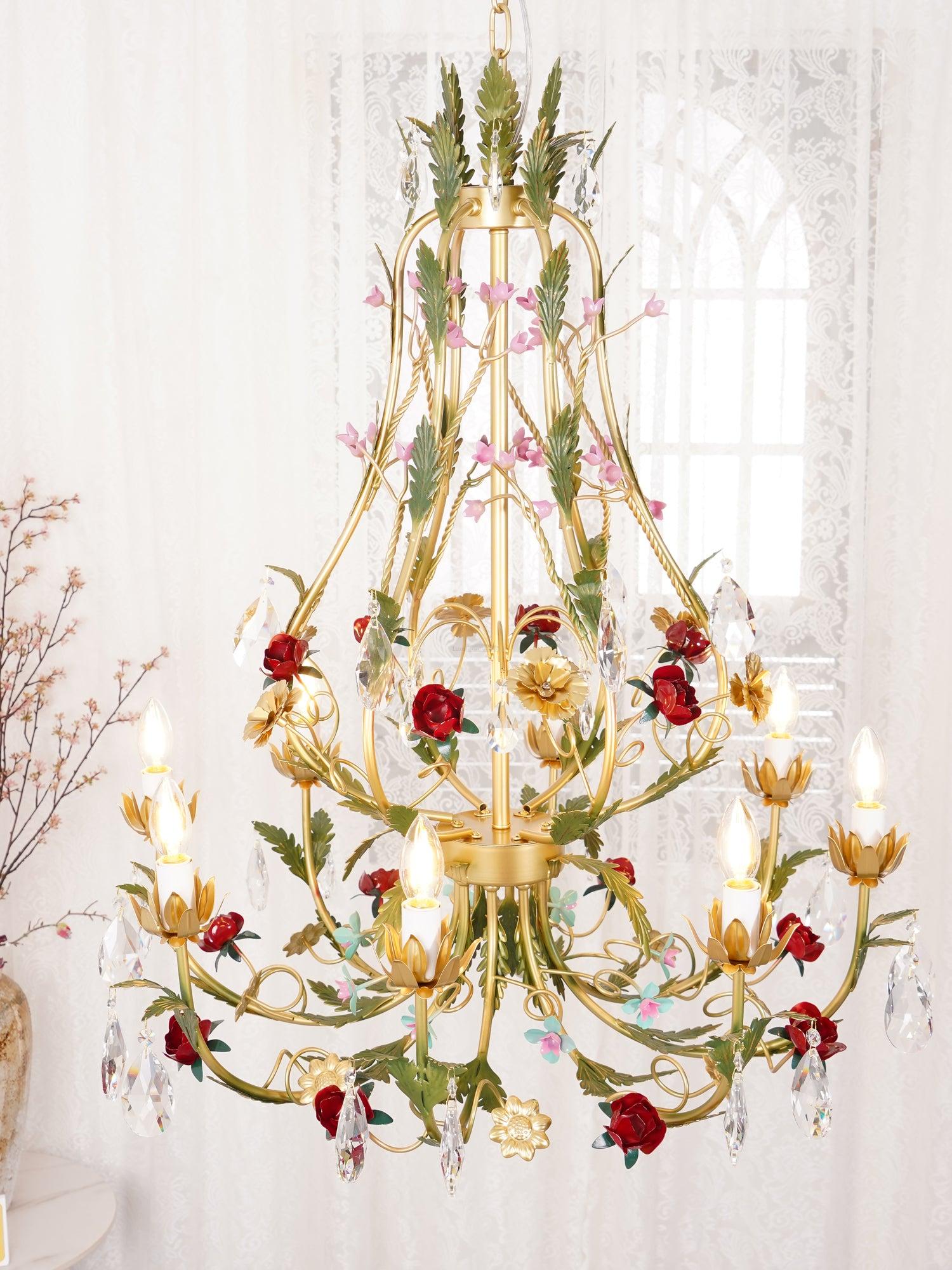 Candle Style Rose Love Chandelier with 6/8 heads - Candle-1-Luxehomezone