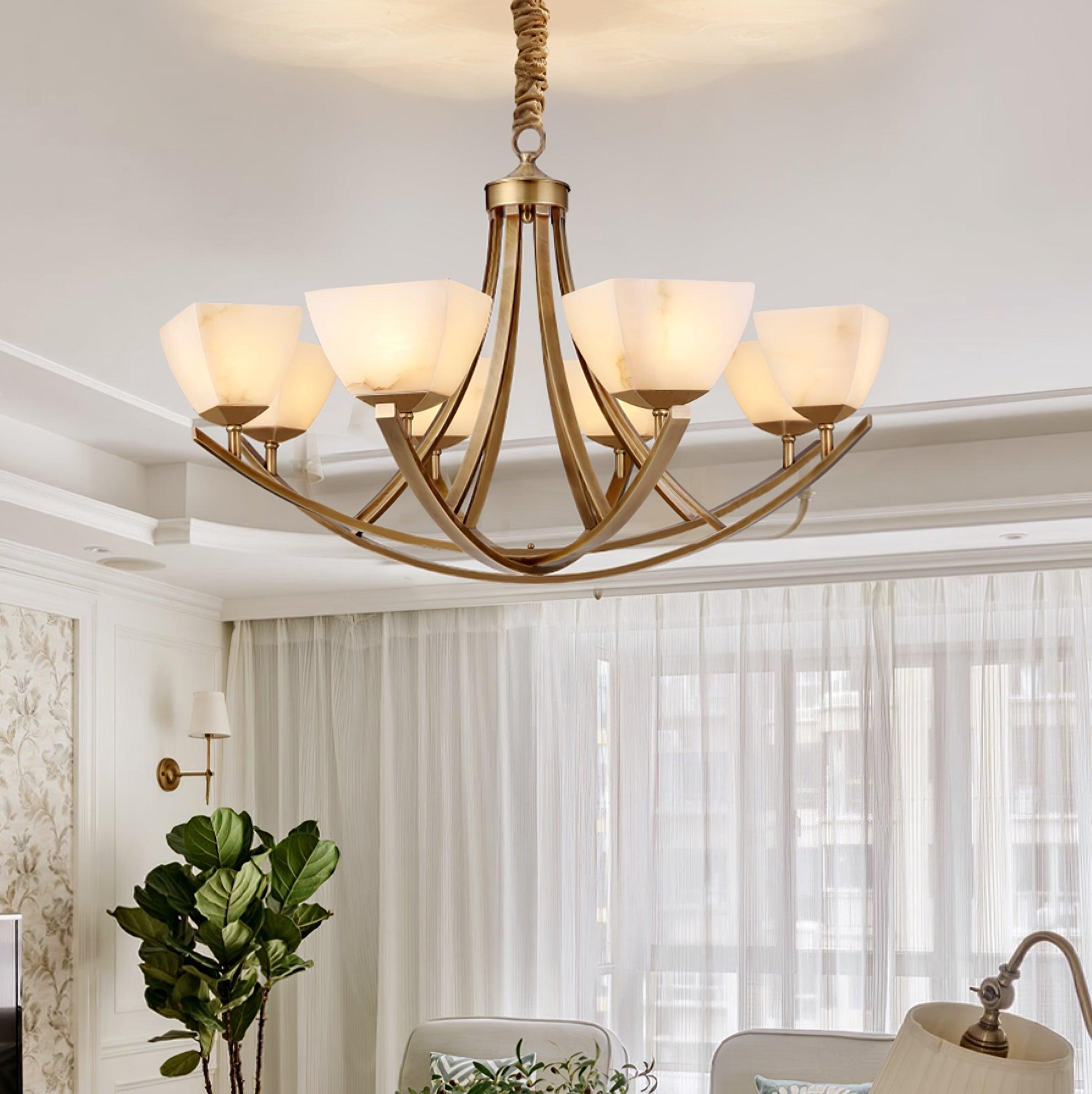 Dover Brass Chandelier with 8 heads - Luxehomezone