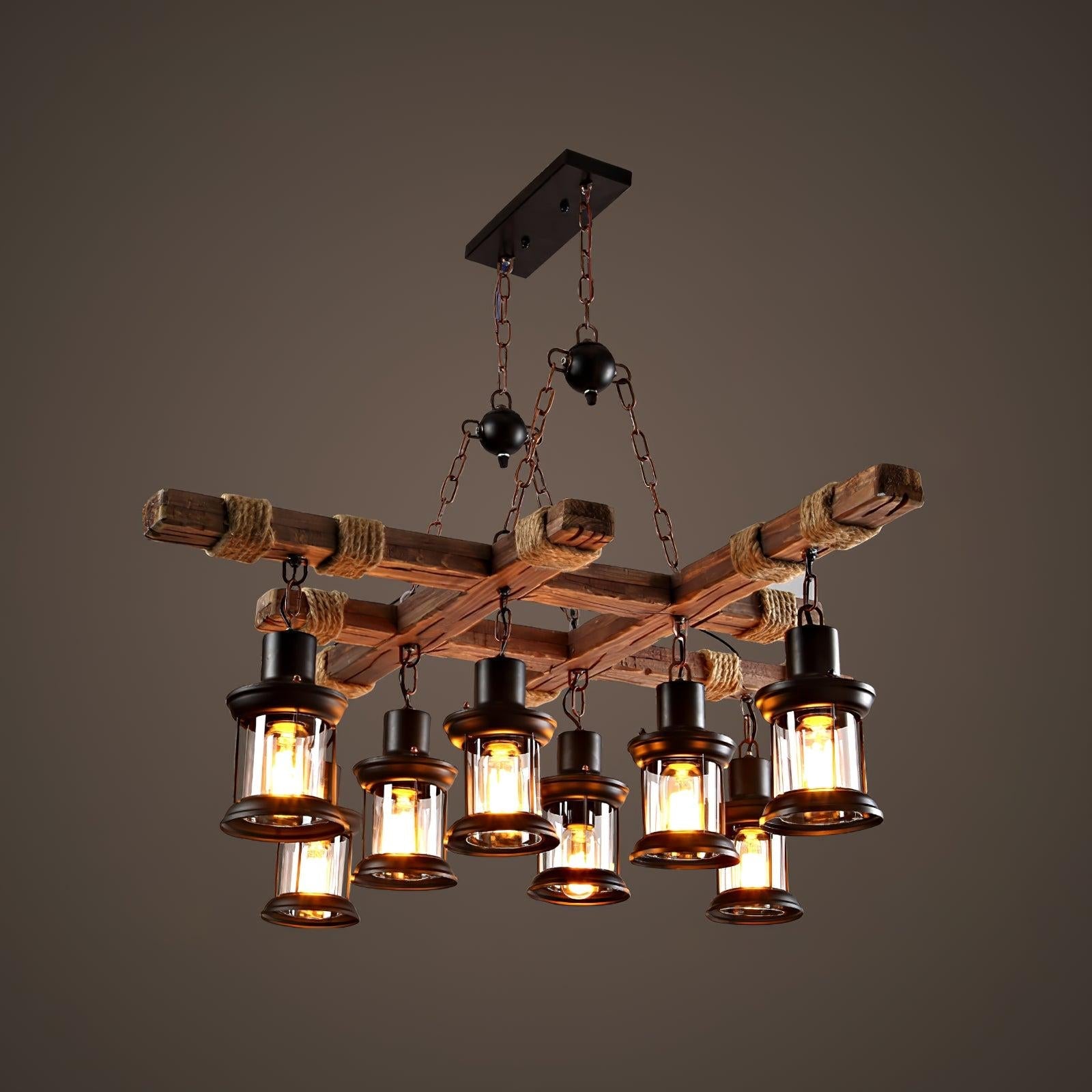 Vintage Wooden Glass Chandeliers - Luxehomezone