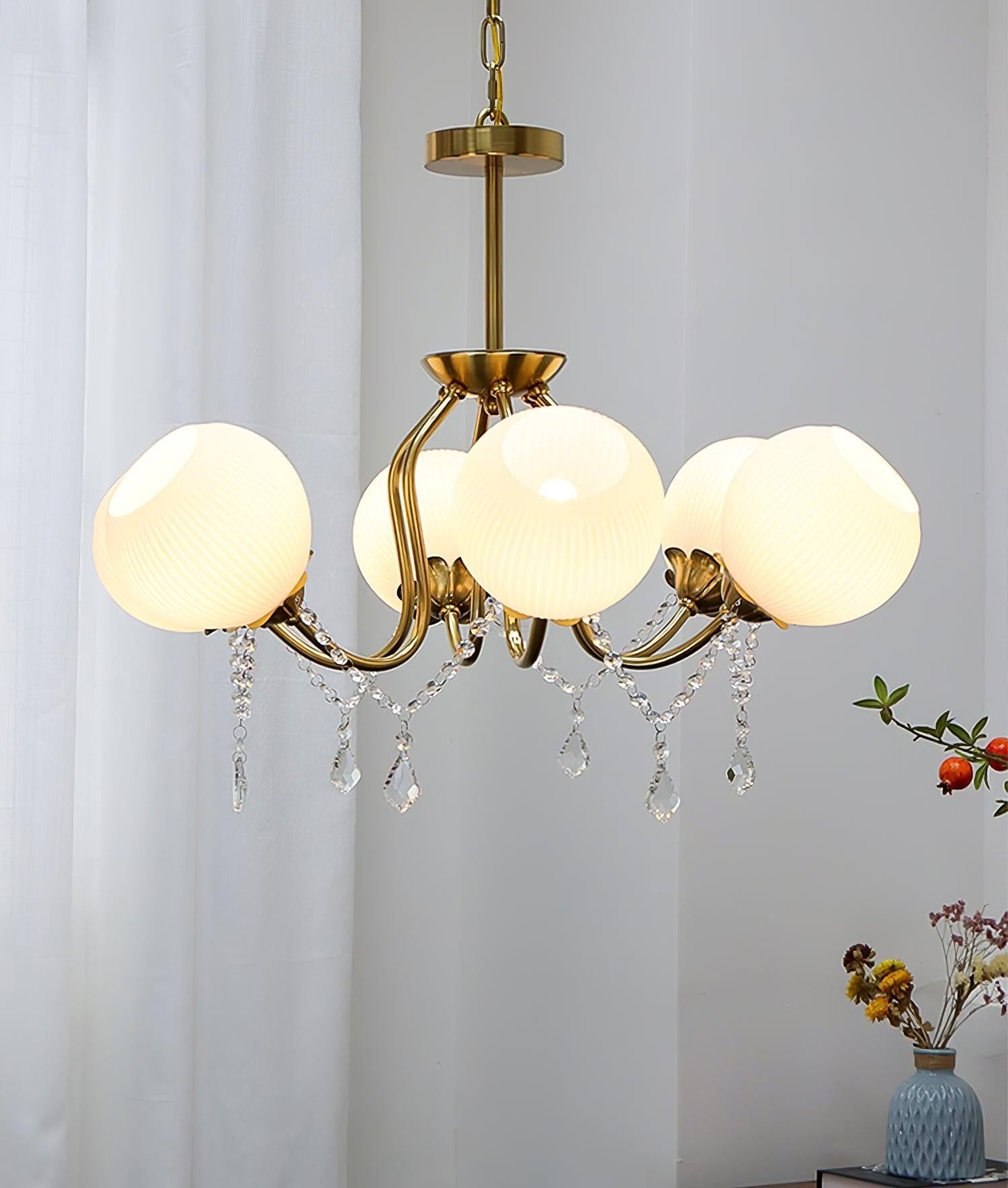 Orb Glow Copper Glass Chandelier ∅22" - Bend, Marshmallow Chandelier-1-Luxehomezone