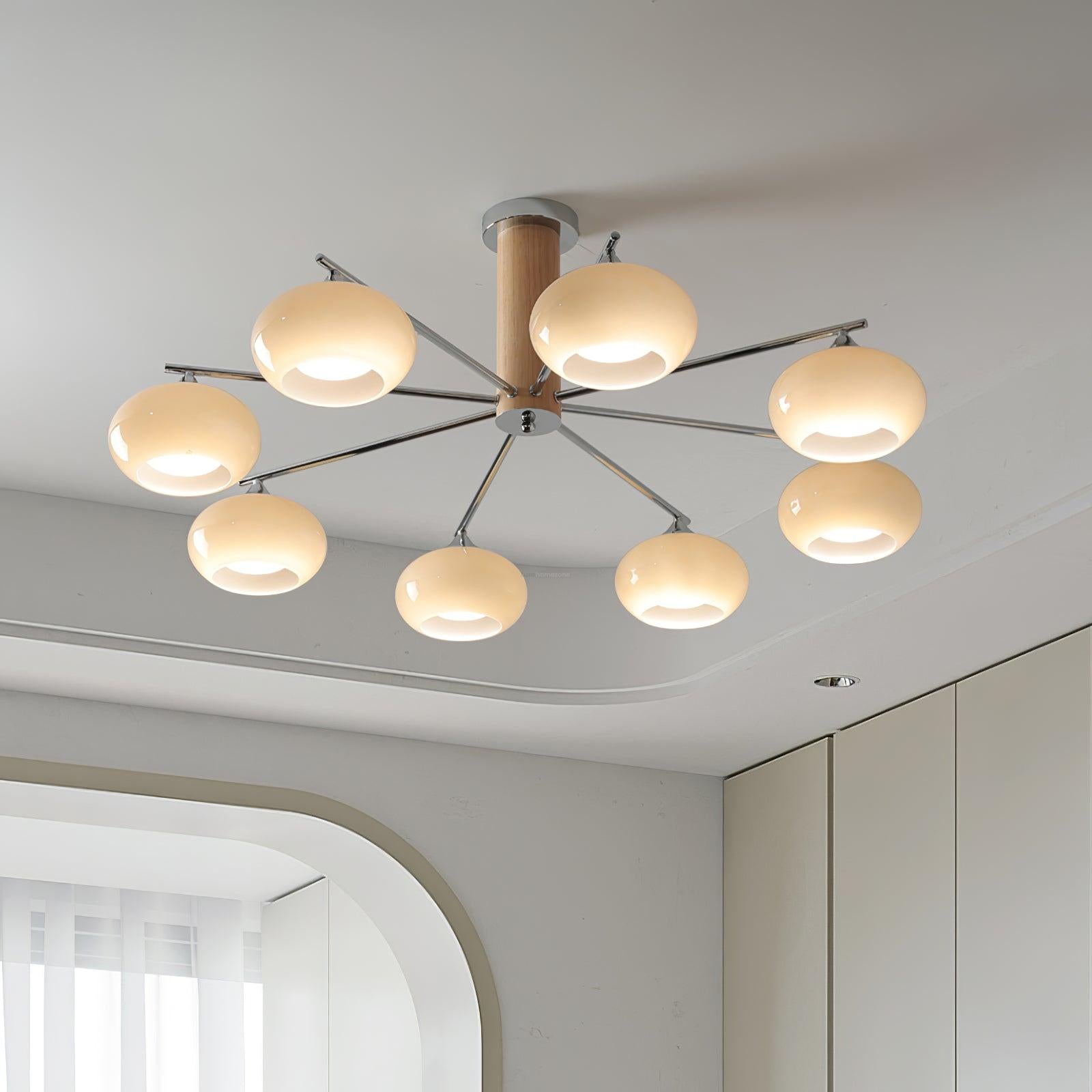 Elliptical Persimmon Chandelier with 3/6/8 heads - Glass Chandelier, Persimmon-1-Luxehomezone