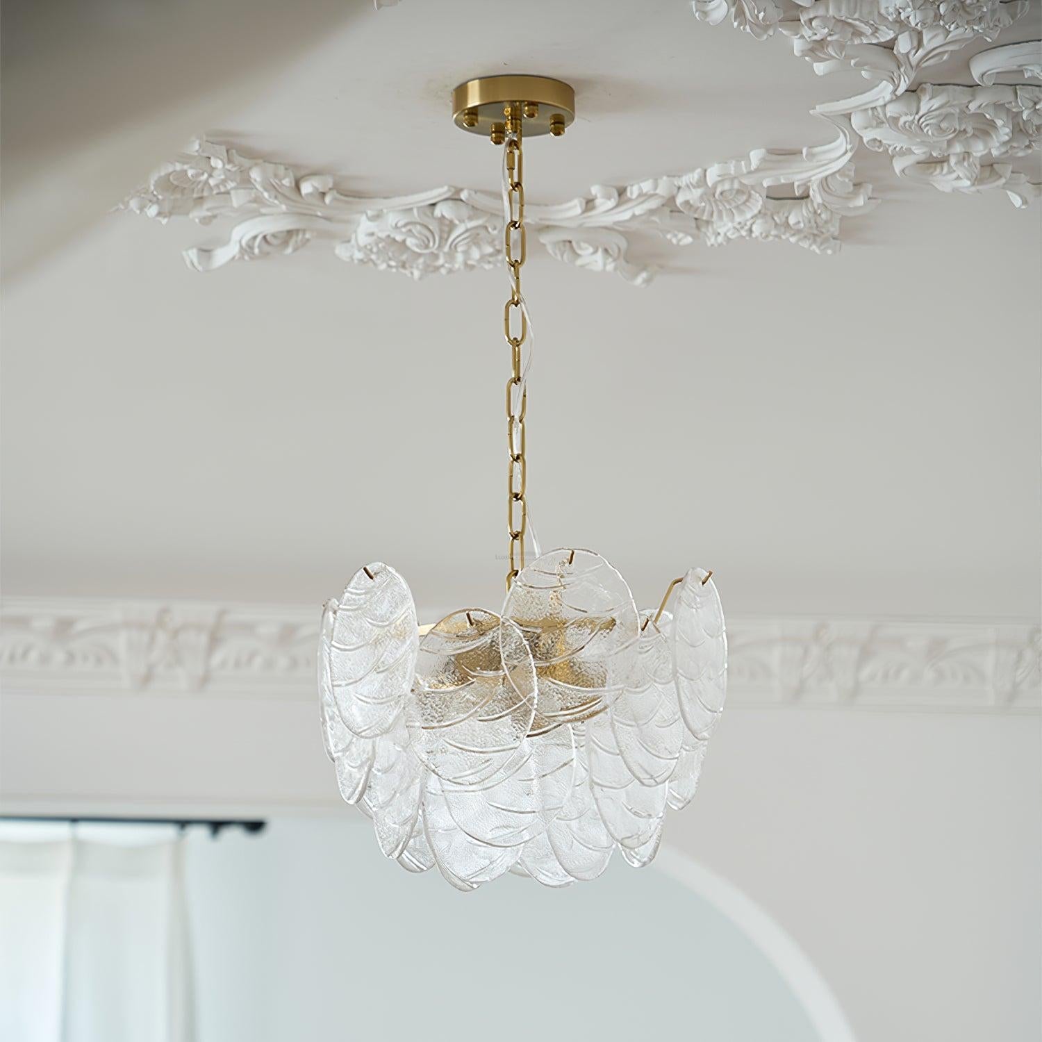 Victorian Disc Round Chandelier - Gold & Clear-1-Luxehomezone