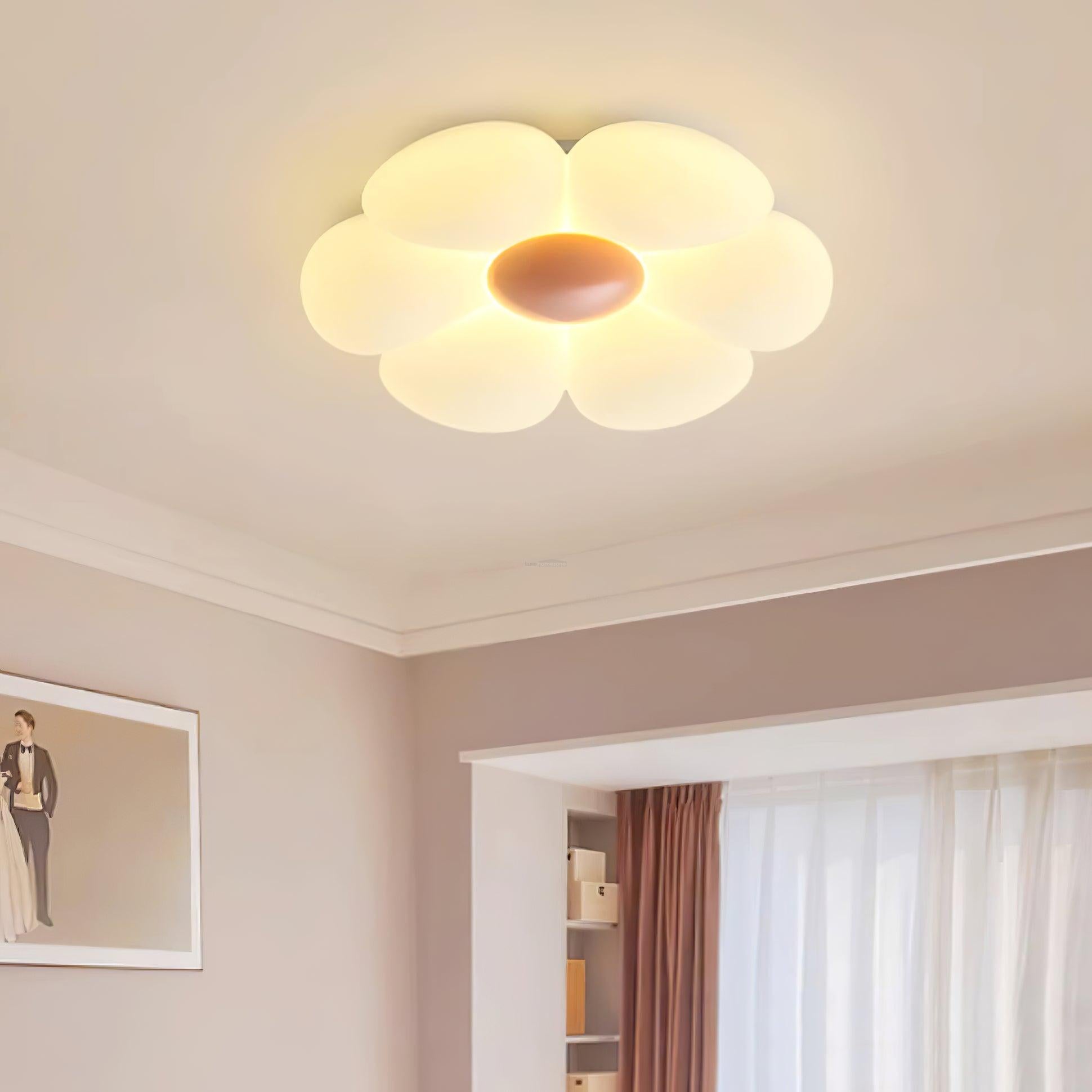Six-leaf Flower Kids Room Ceiling Lamp  ∅ 19.7″ - Candy, Flush Mounts, Green, Pink, White, Yellow-1-Luxehomezone