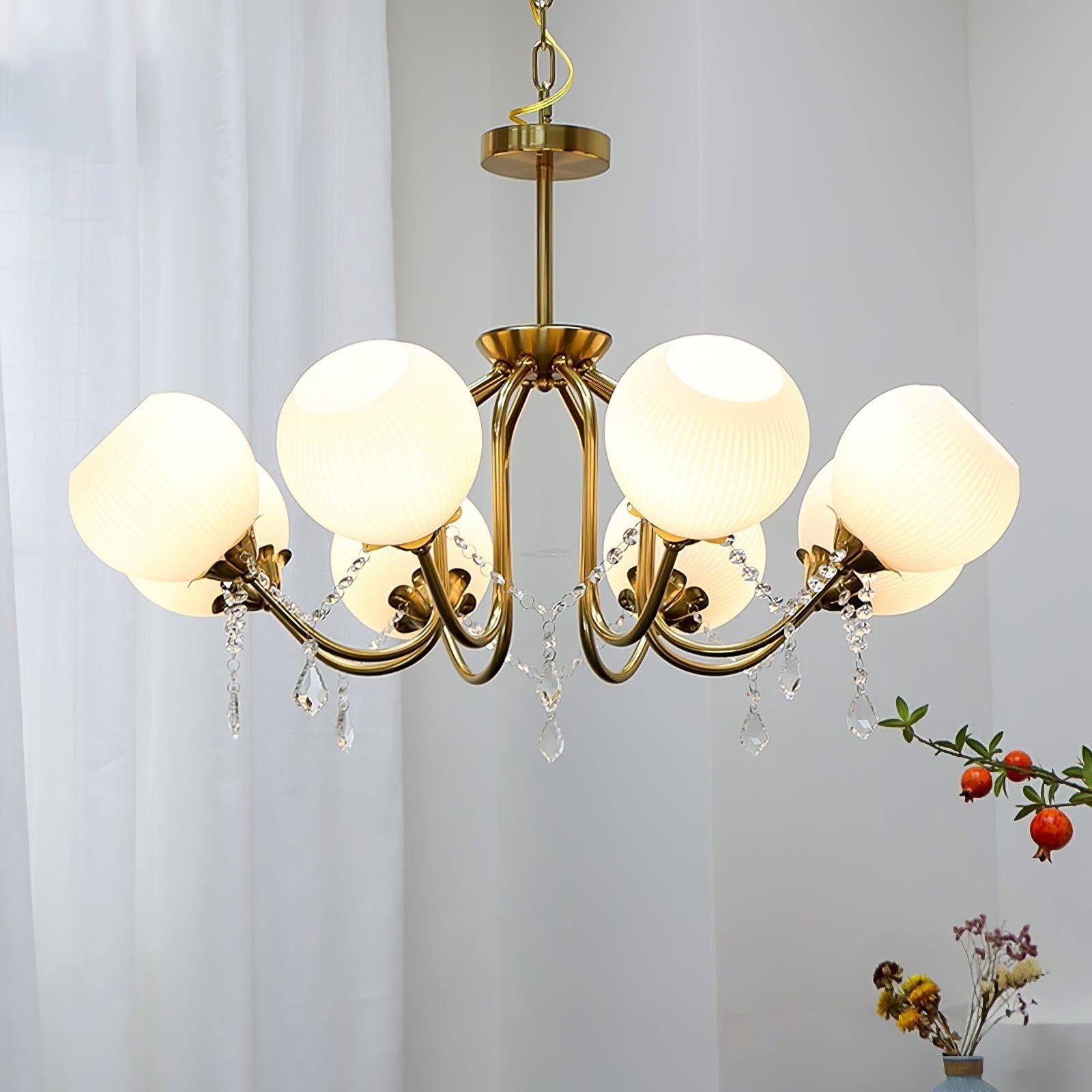 Orb Glow Copper Glass Chandelier ∅22" - Bend, Marshmallow Chandelier-1-Luxehomezone