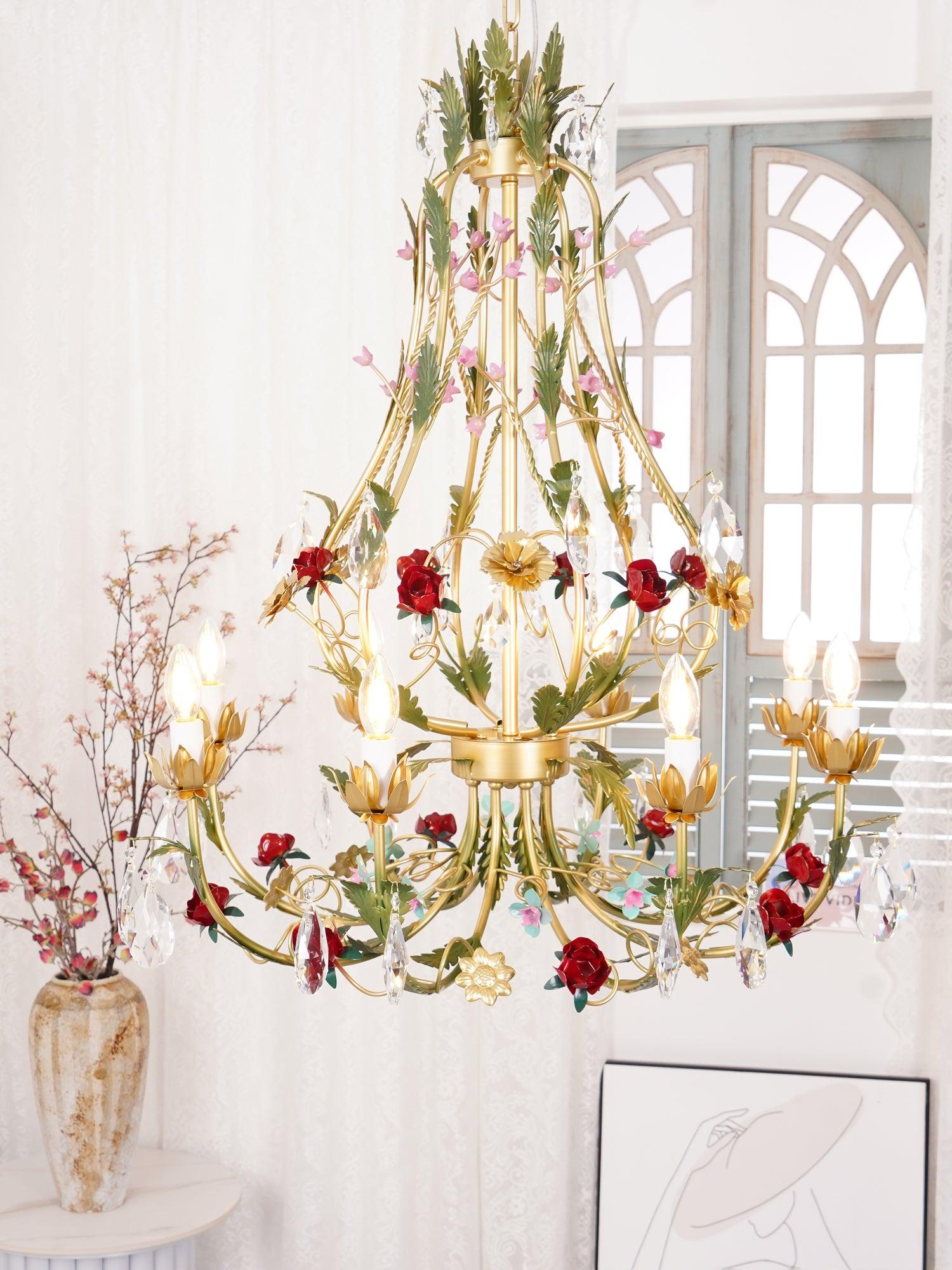 Candle Style Rose Love Chandelier with 6/8 heads - Candle-1-Luxehomezone