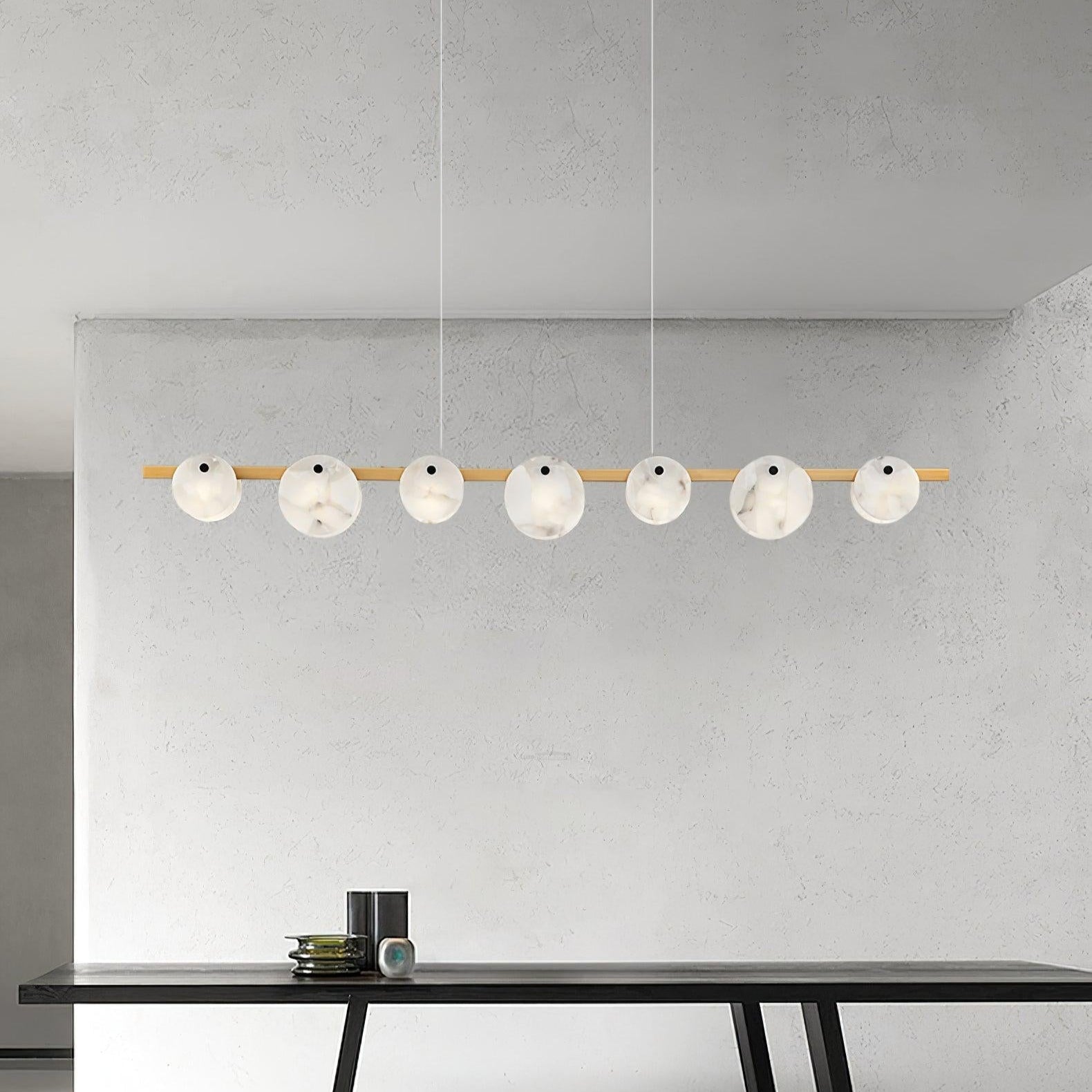 Trinidad Linear Dining Room  Alabaster Chandelier - Alabaster, Alabaster Chandelier-1-Luxehomezone