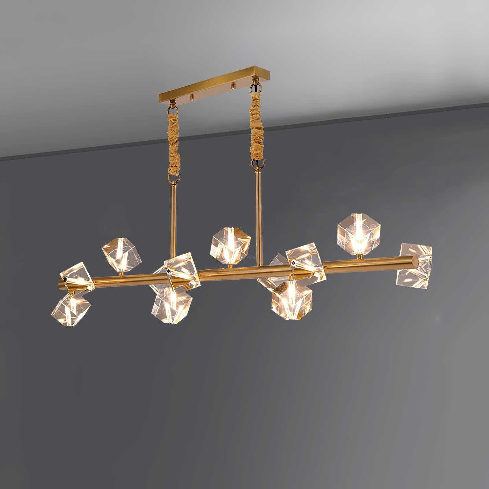 Takku Crystal Linear Chandelier - Black, Gold-1-Luxehomezone
