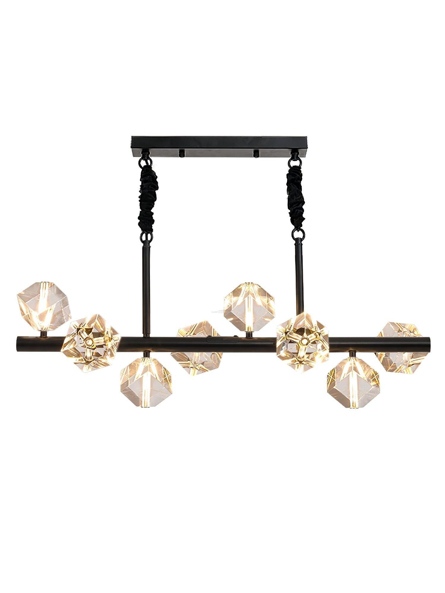 Takku Crystal Linear Chandelier - Black, Gold-1-Luxehomezone