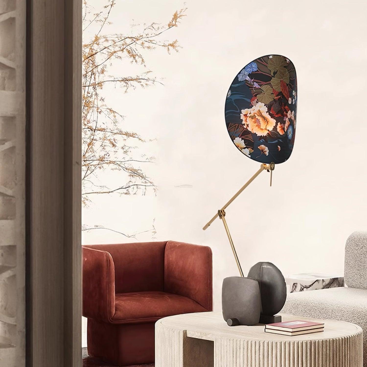 Floral Nocturne Floor Lamp ∅ 23.6″ - Drapery-1-Luxehomezone