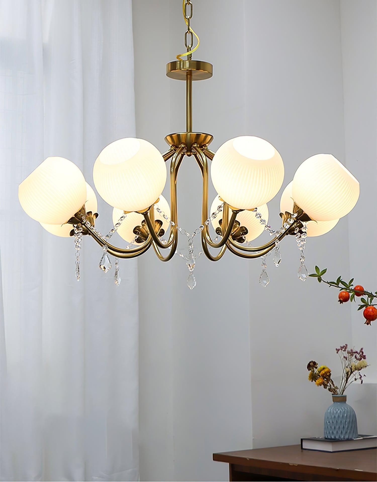 Orb Glow Copper Glass Chandelier ∅22" - Bend, Marshmallow Chandelier-1-Luxehomezone