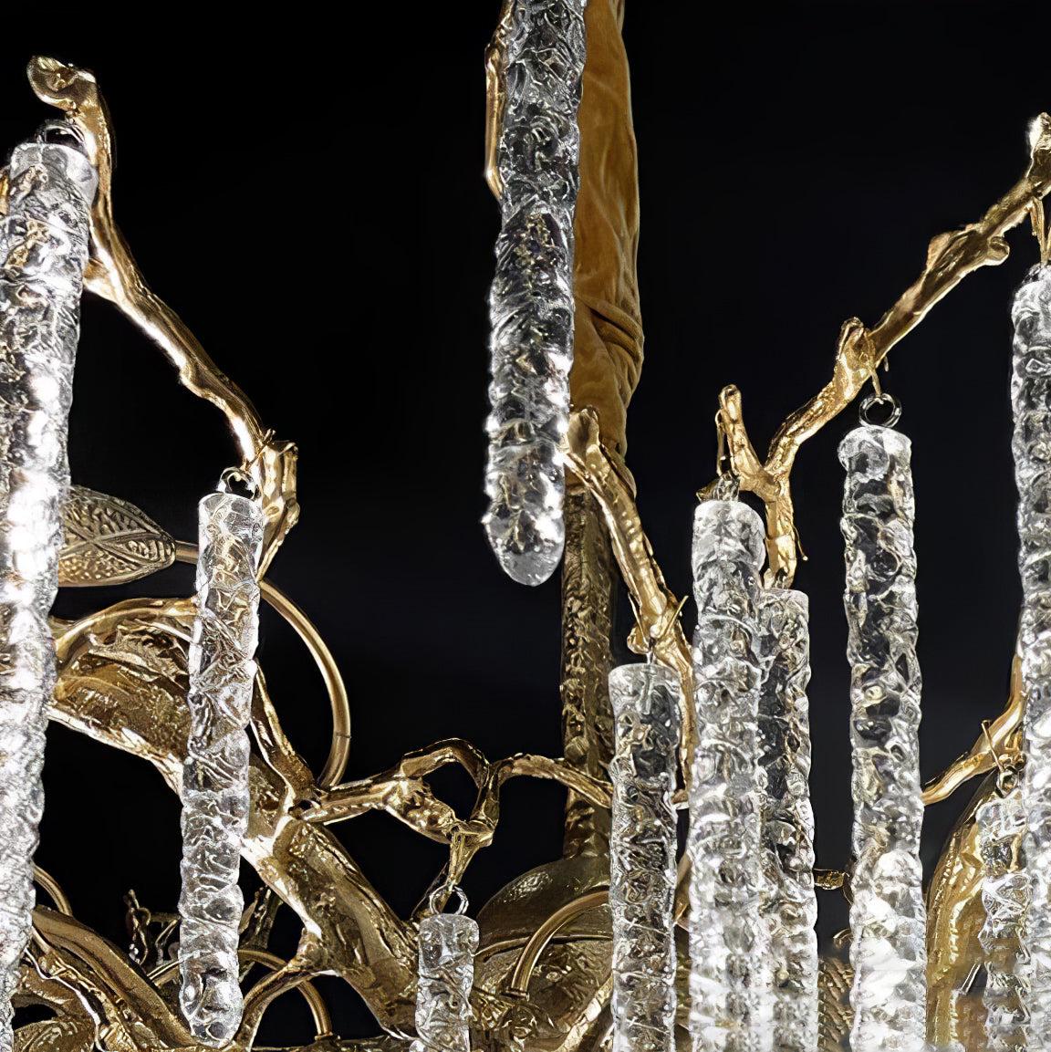 Crystal Icicles Branch Type Brass Chandelier - Branch, Crystals-1-Luxehomezone