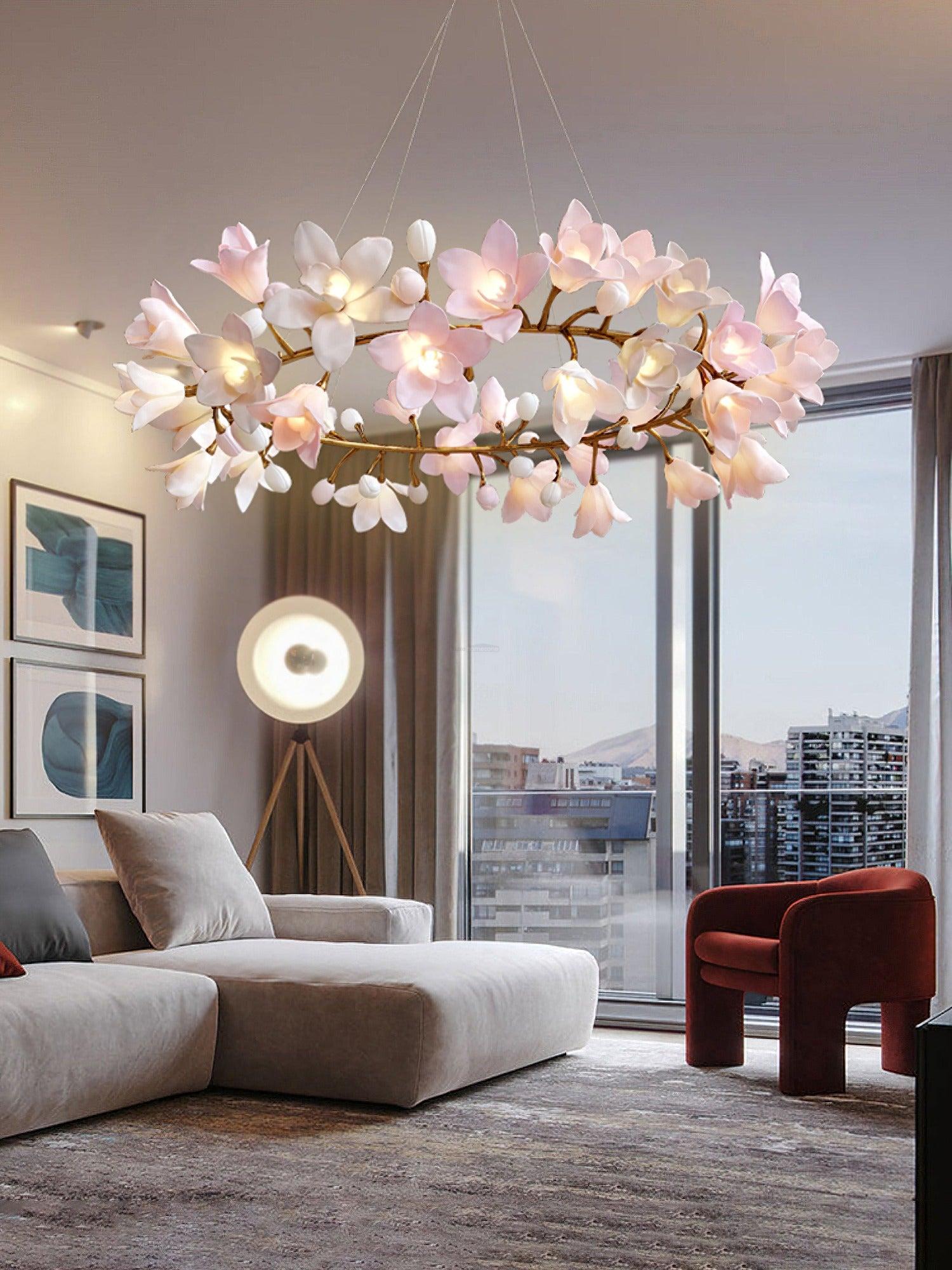 Circular Flower Blossom Chandelier - Karen-1-Luxehomezone