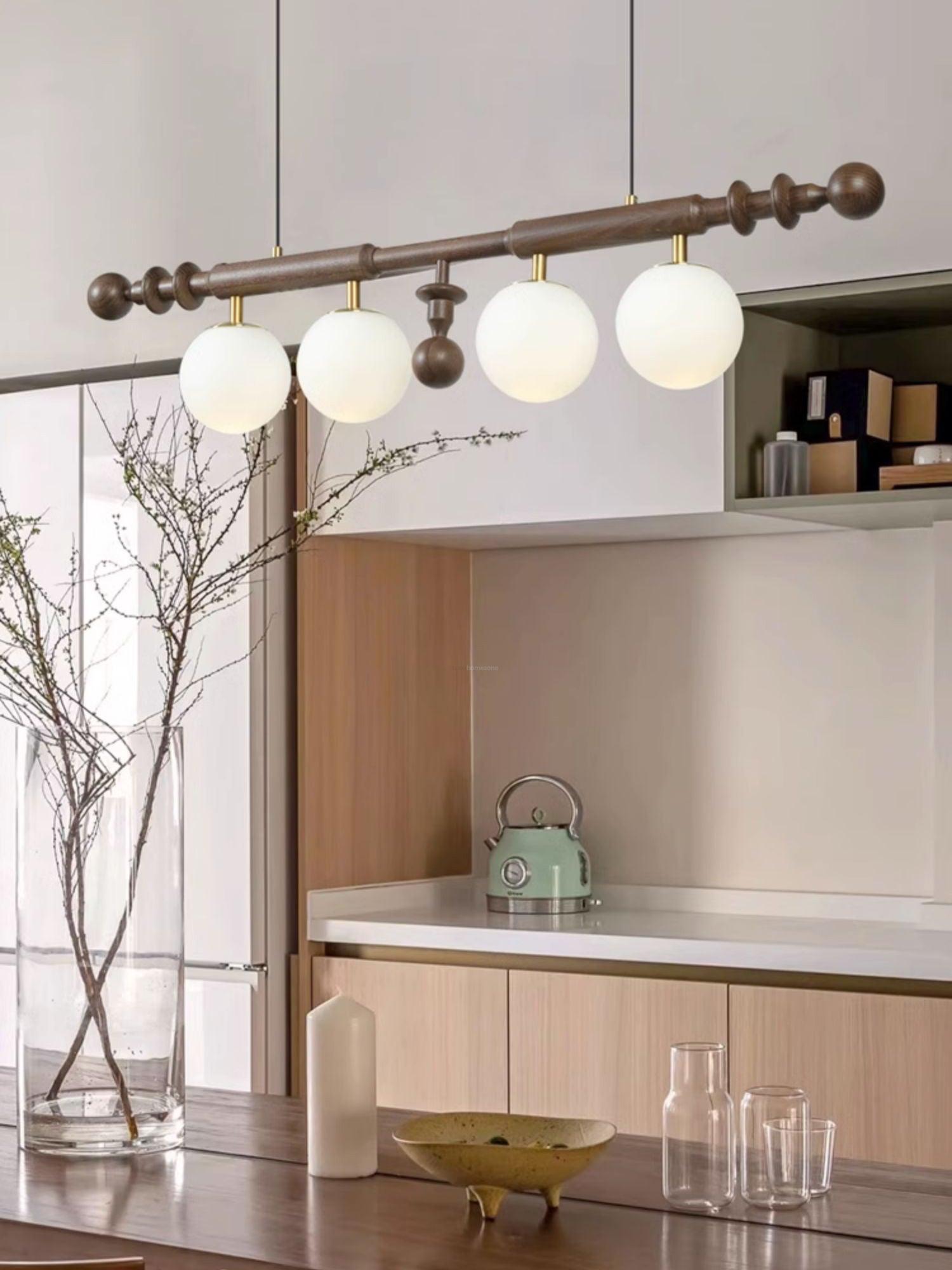 Roman Column Linear Chandelier - Wood-1-Luxehomezone