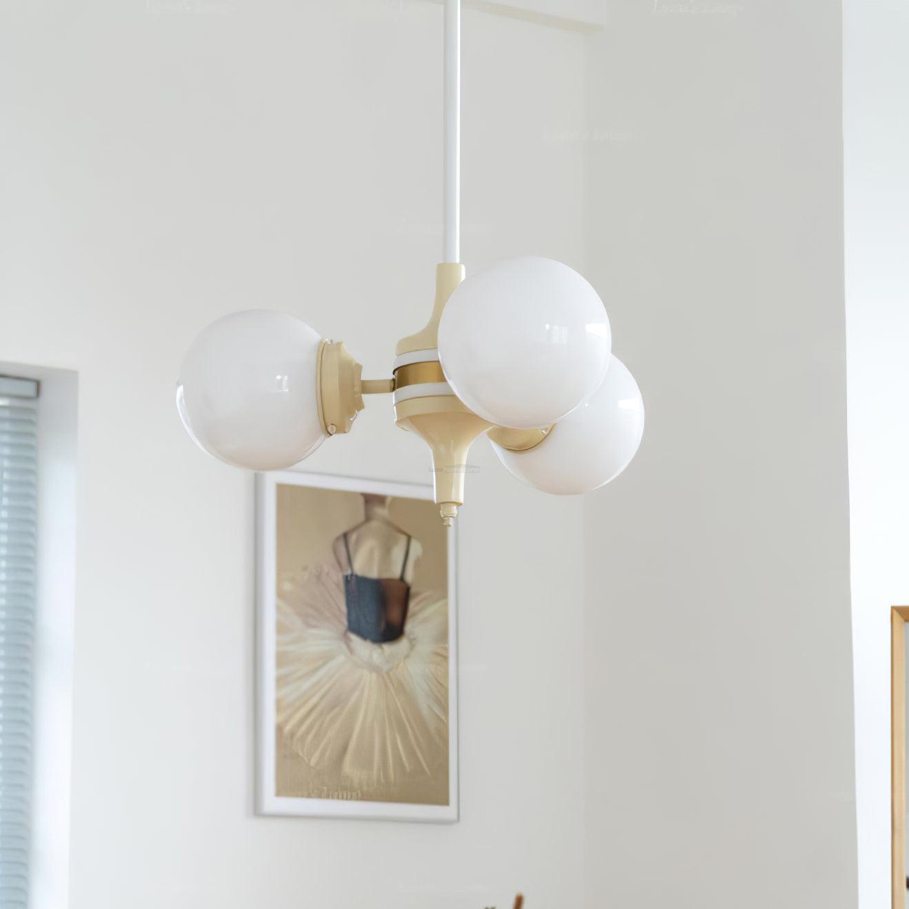 Cream Glass Ball Chandelier ∅ 19.7″ - Bend-1-Luxehomezone